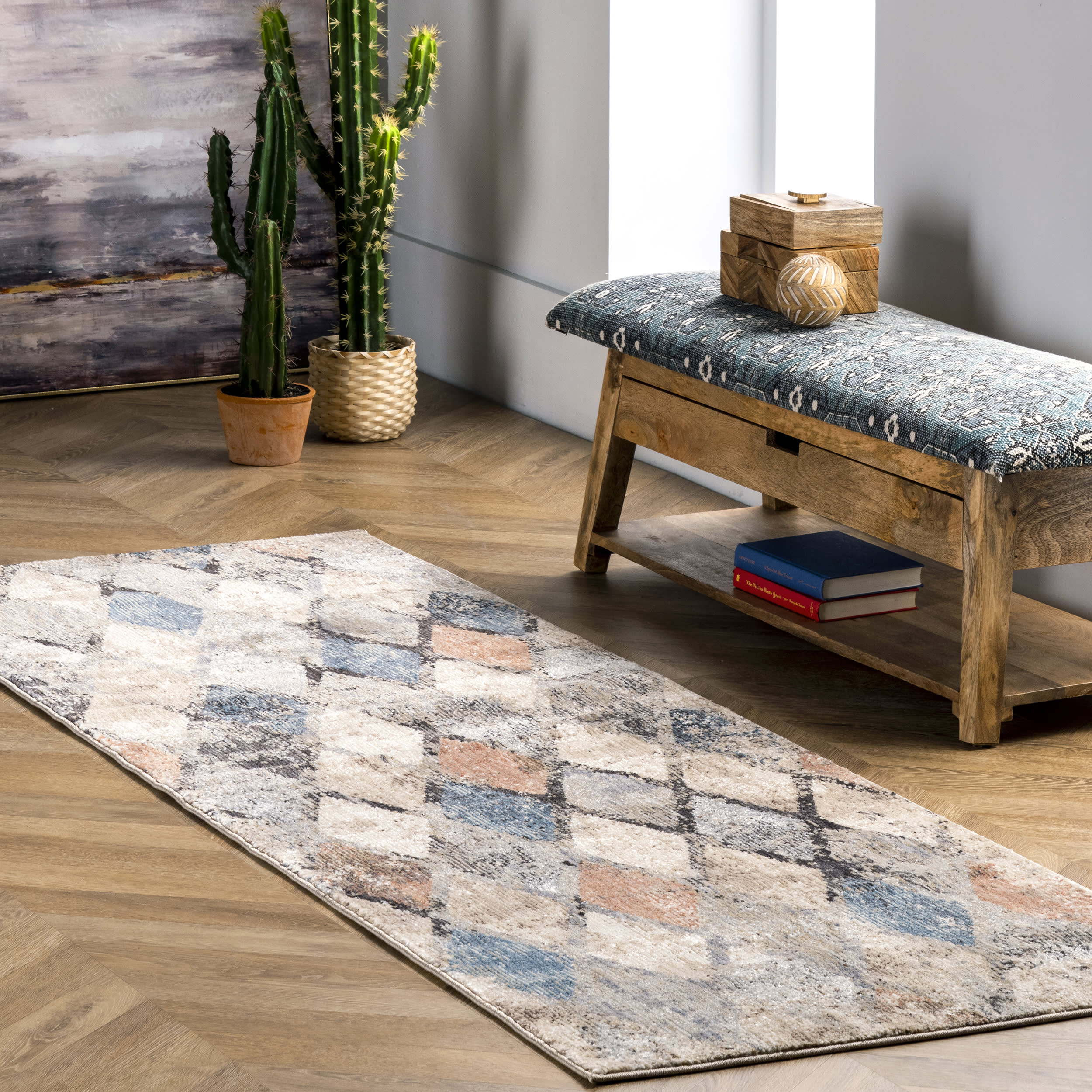 Rustic Trellis Rug | Blue - Image 2