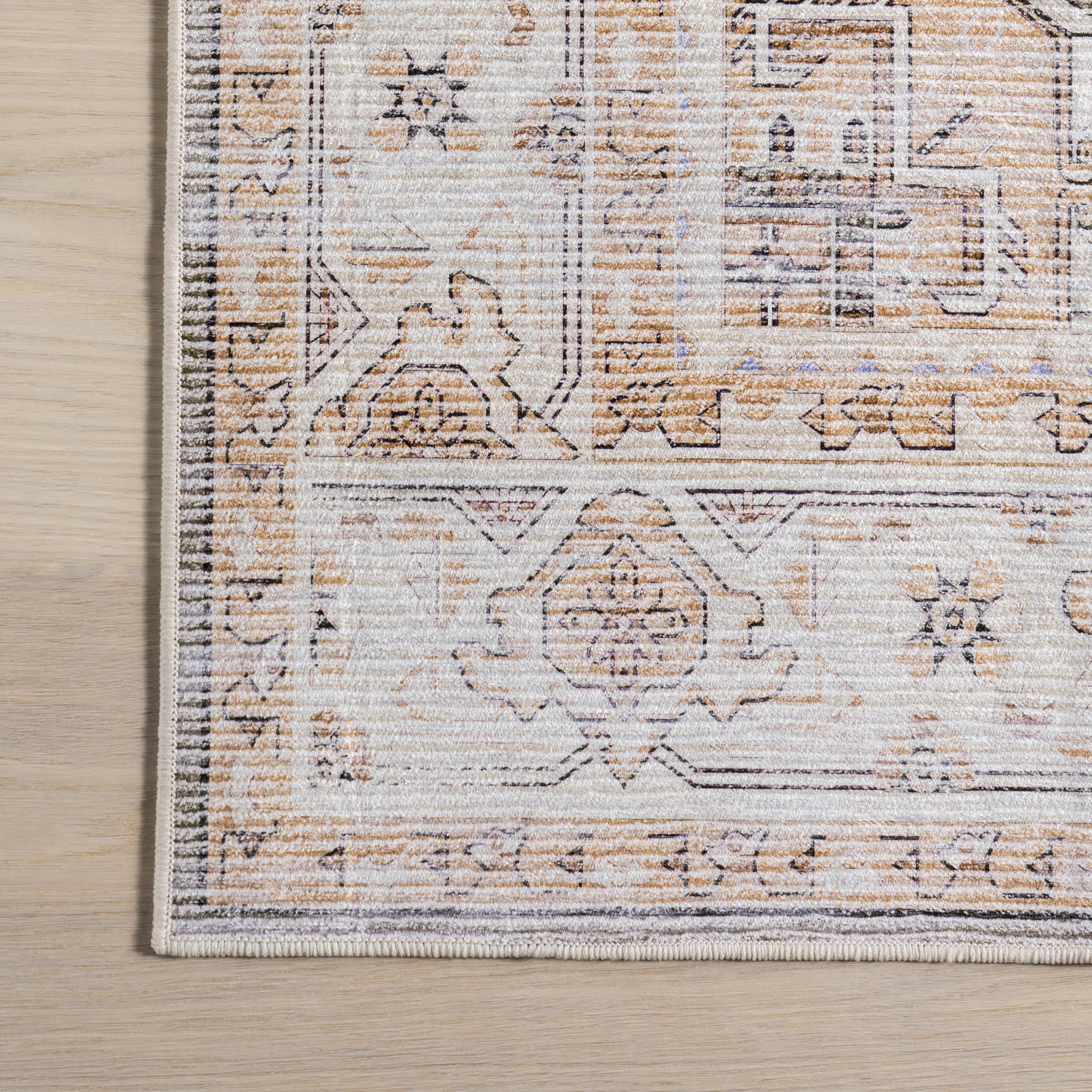 Rylan Medallion Spill Proof Washable Rug | Beige - Image 4