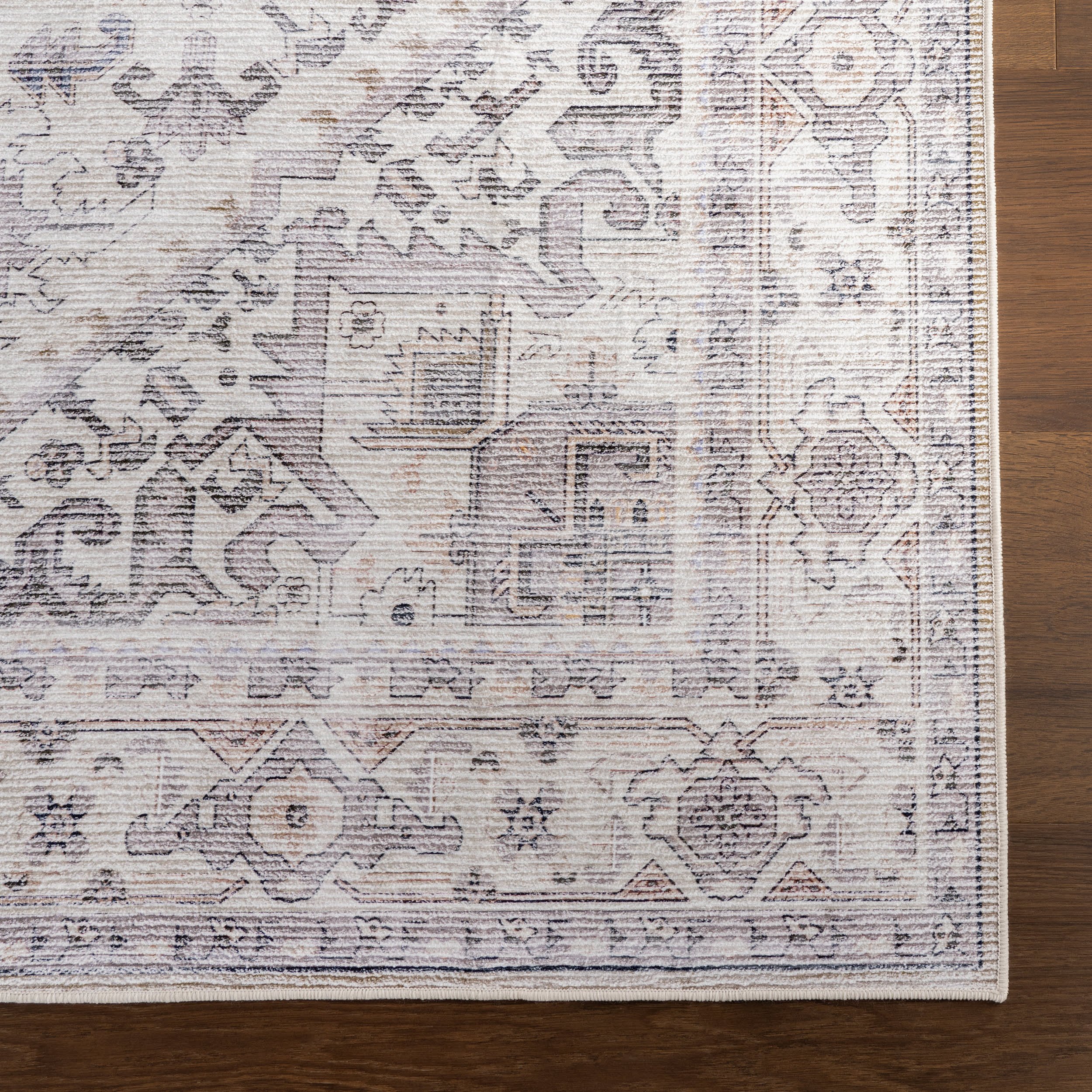 Rylan Medallion Spill Proof Washable Rug | Grey - Image 4