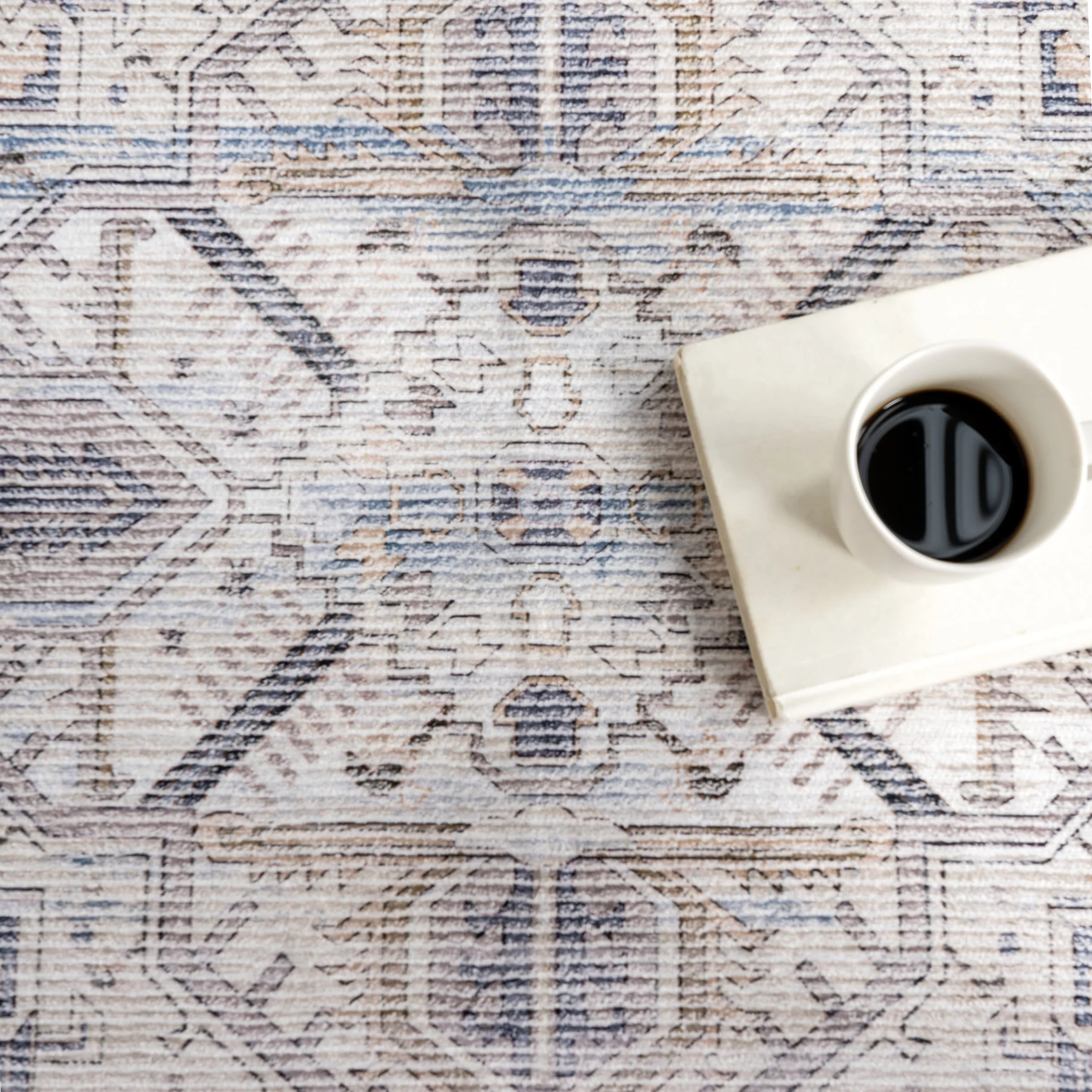 Rylan Medallion Spill Proof Washable Rug | Grey - Image 8