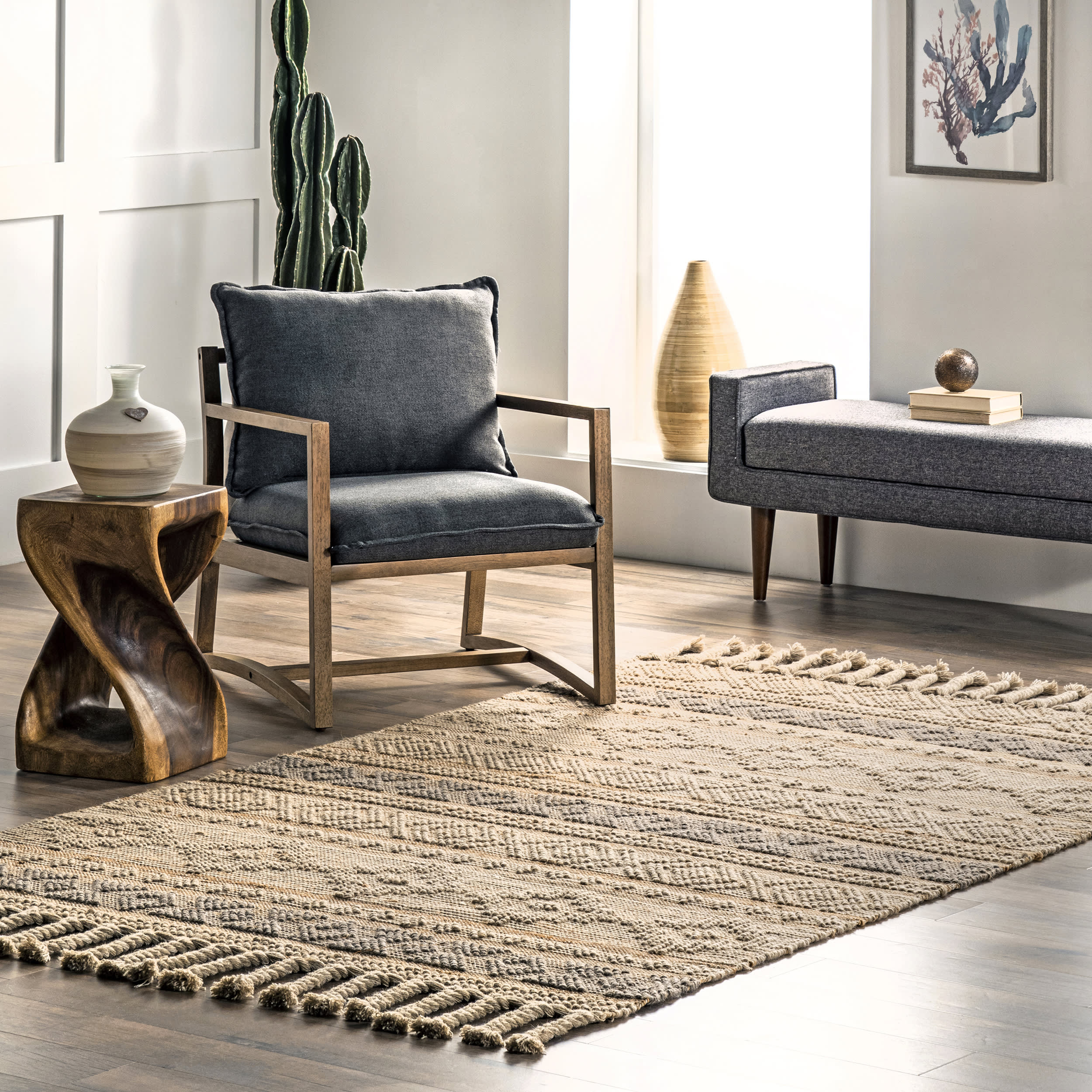 Rylie Wool-Blend Tasseled Rug | Natural - Image 2