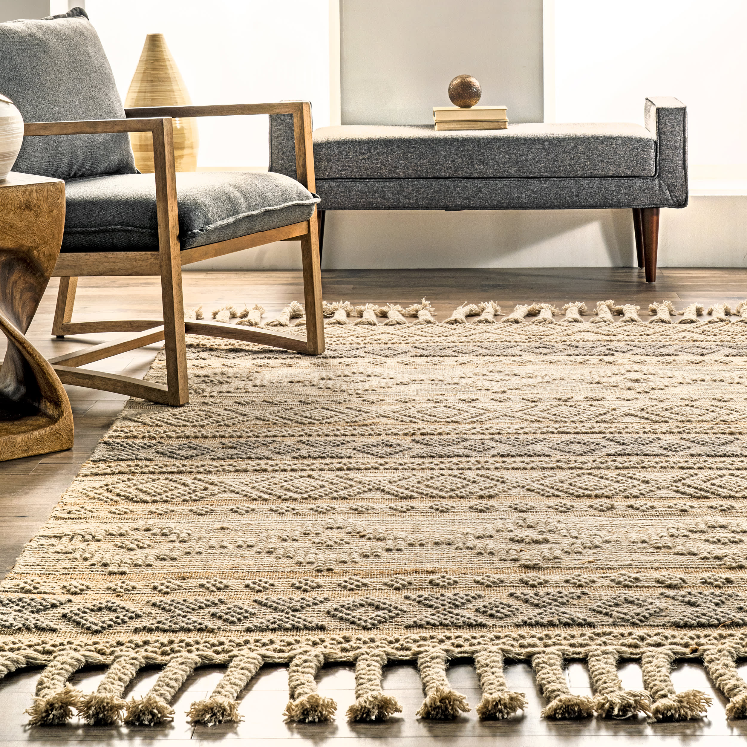 Rylie Wool-Blend Tasseled Rug | Natural - Image 4