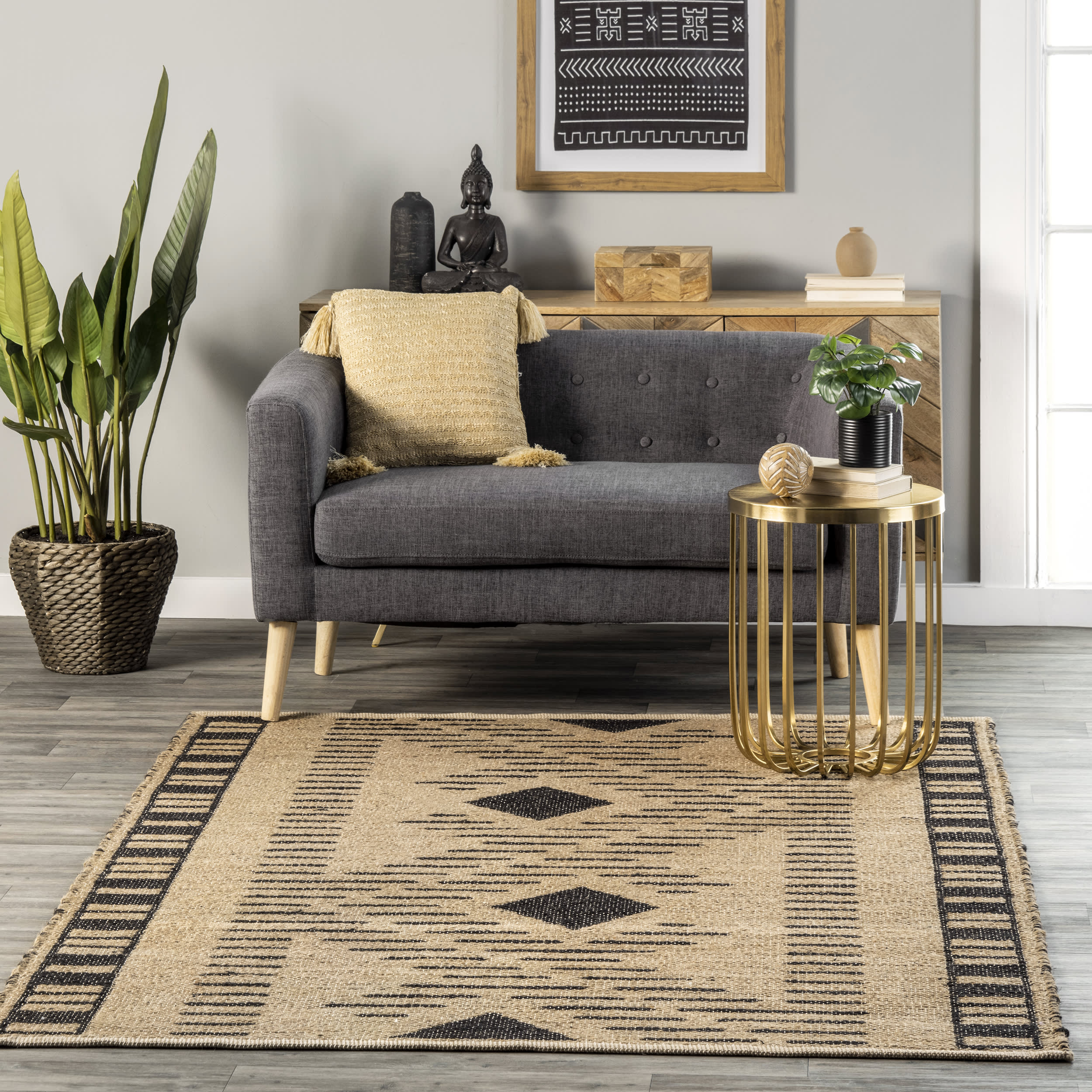 Sabina Jute Geometric Rug | Natural - Image 2