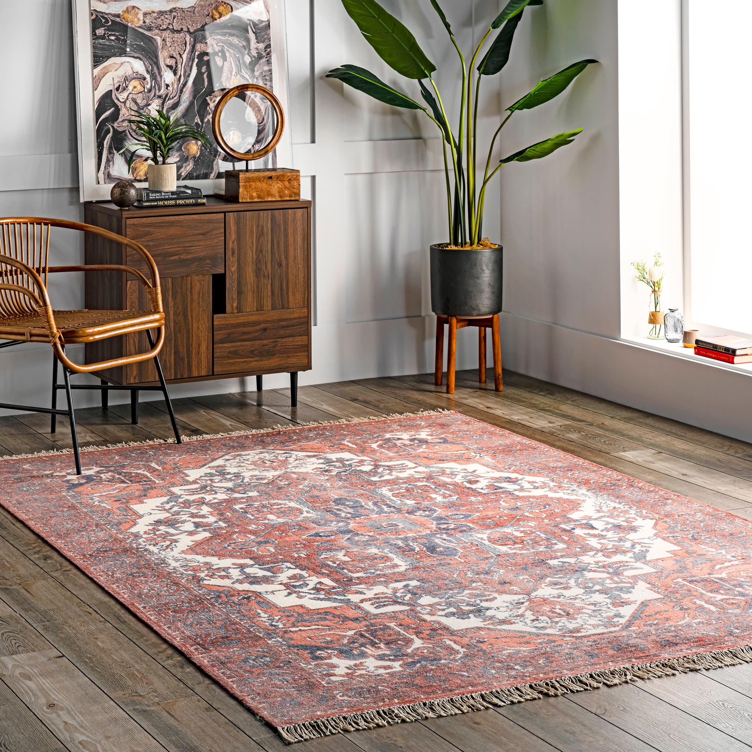 Sabine Fringe Rug | Red - Image 2