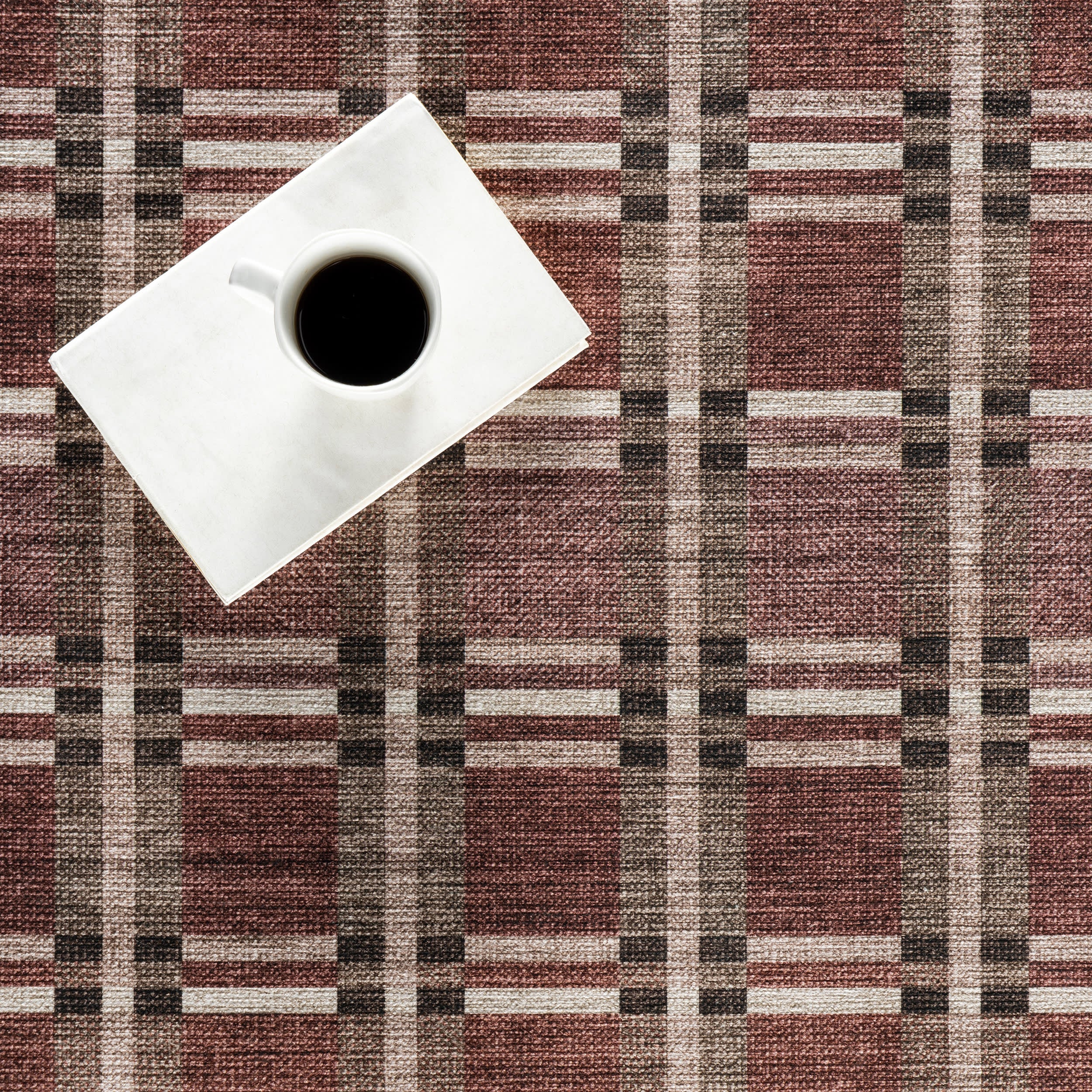 Sacha Plaid Spill Proof Washable Rug | Rust - Image 8