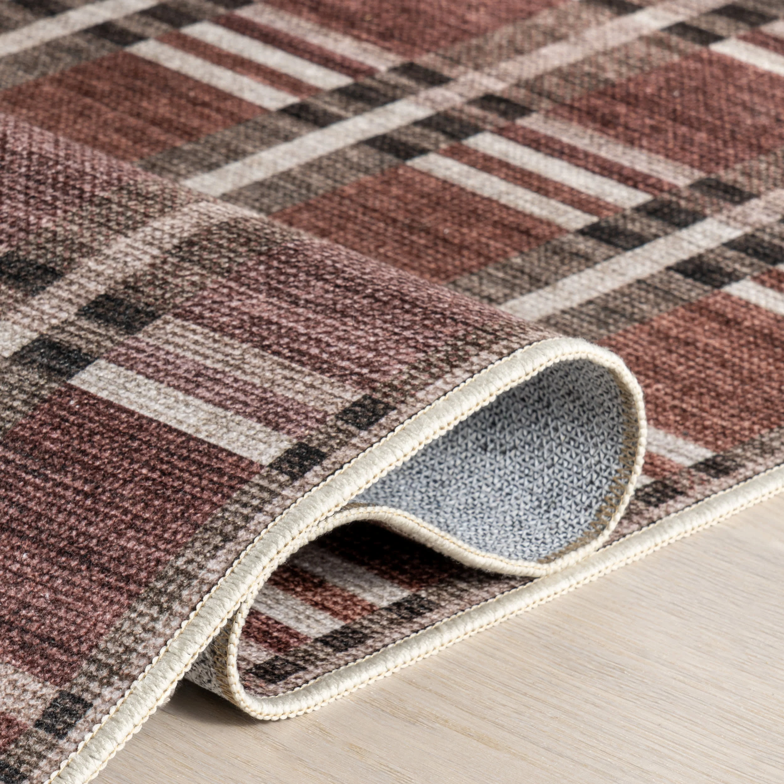 Sacha Plaid Spill Proof Washable Rug | Rust - Image 9