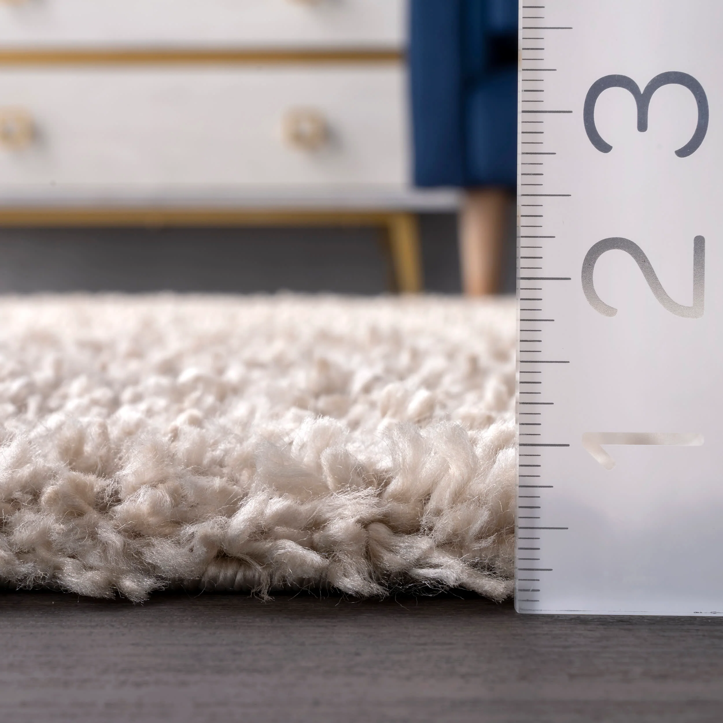 Sade Solid Shag Rug | Beige - Image 5