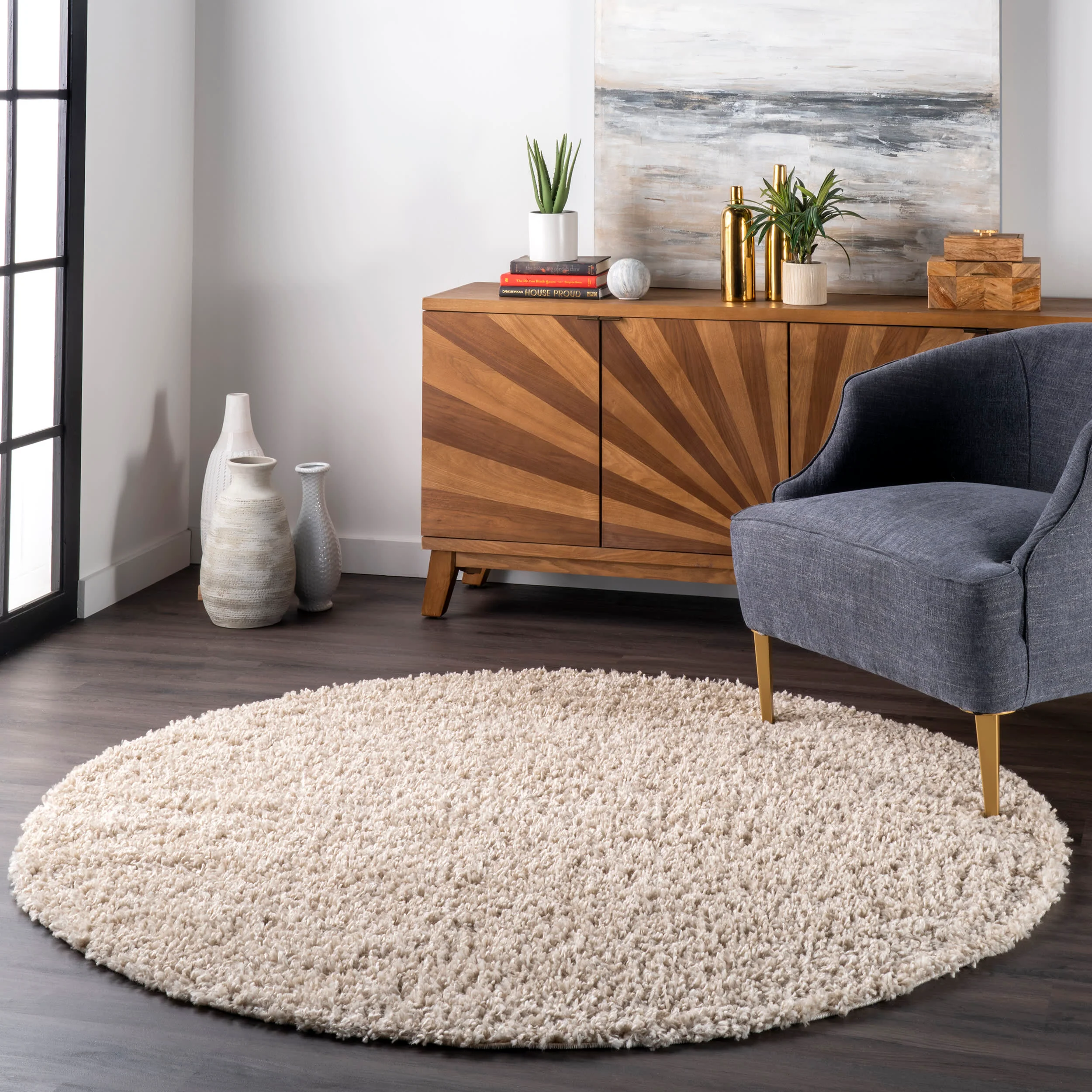 Sade Solid Shag Rug | Beige - Image 2