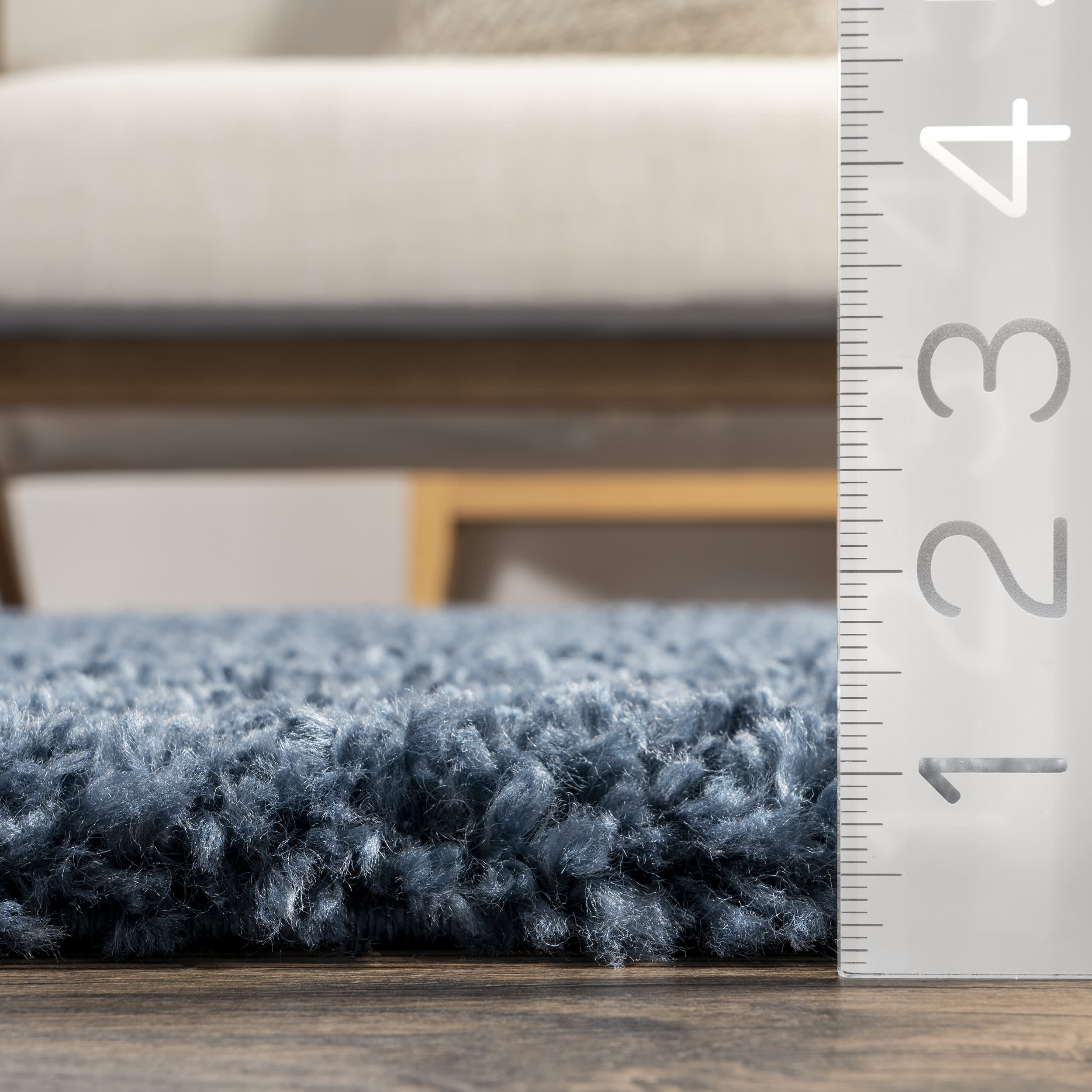 Sade Solid Shag Rug | Blue - Image 4