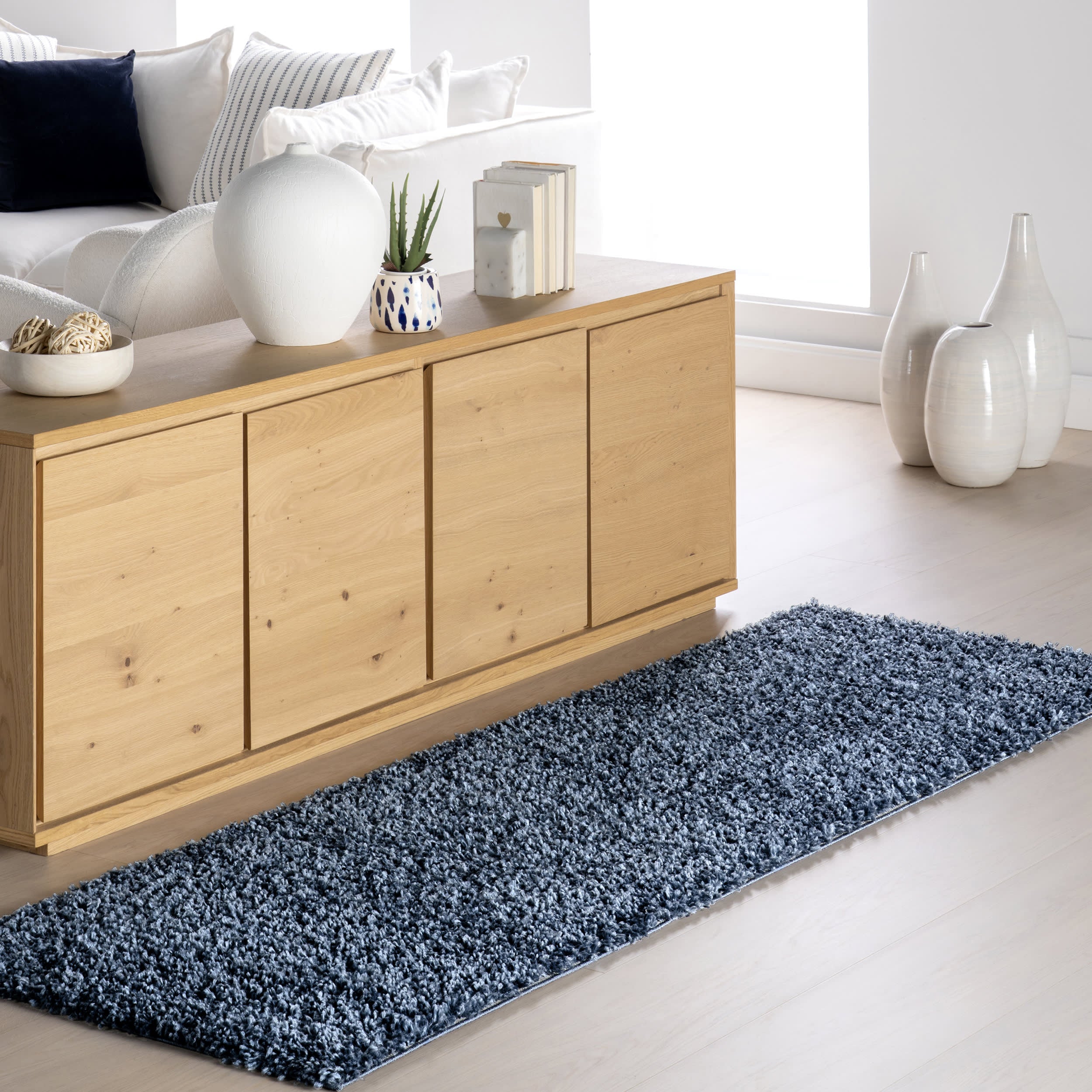 Sade Solid Shag Rug | Blue - Image 2