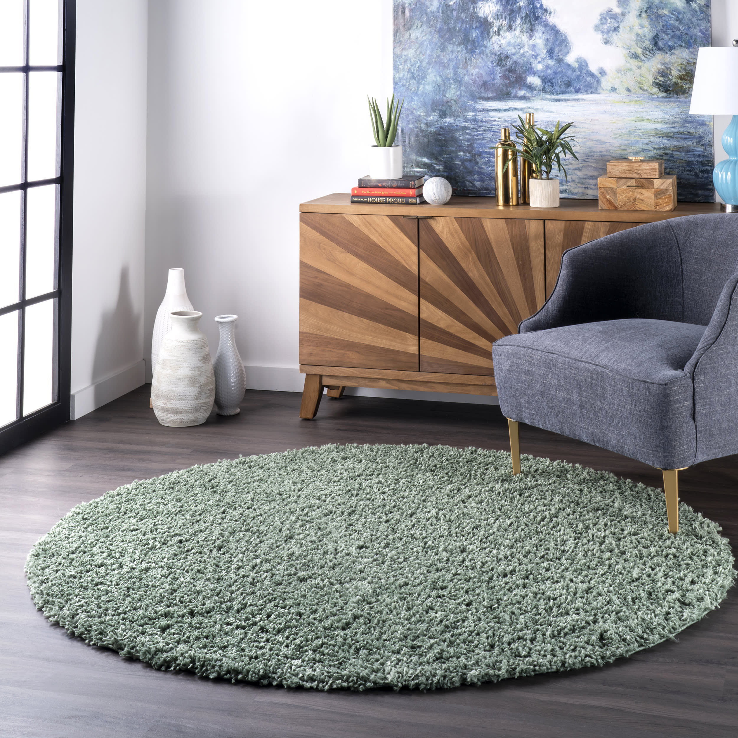 Sade Solid Shag Rug | Green - Image 2