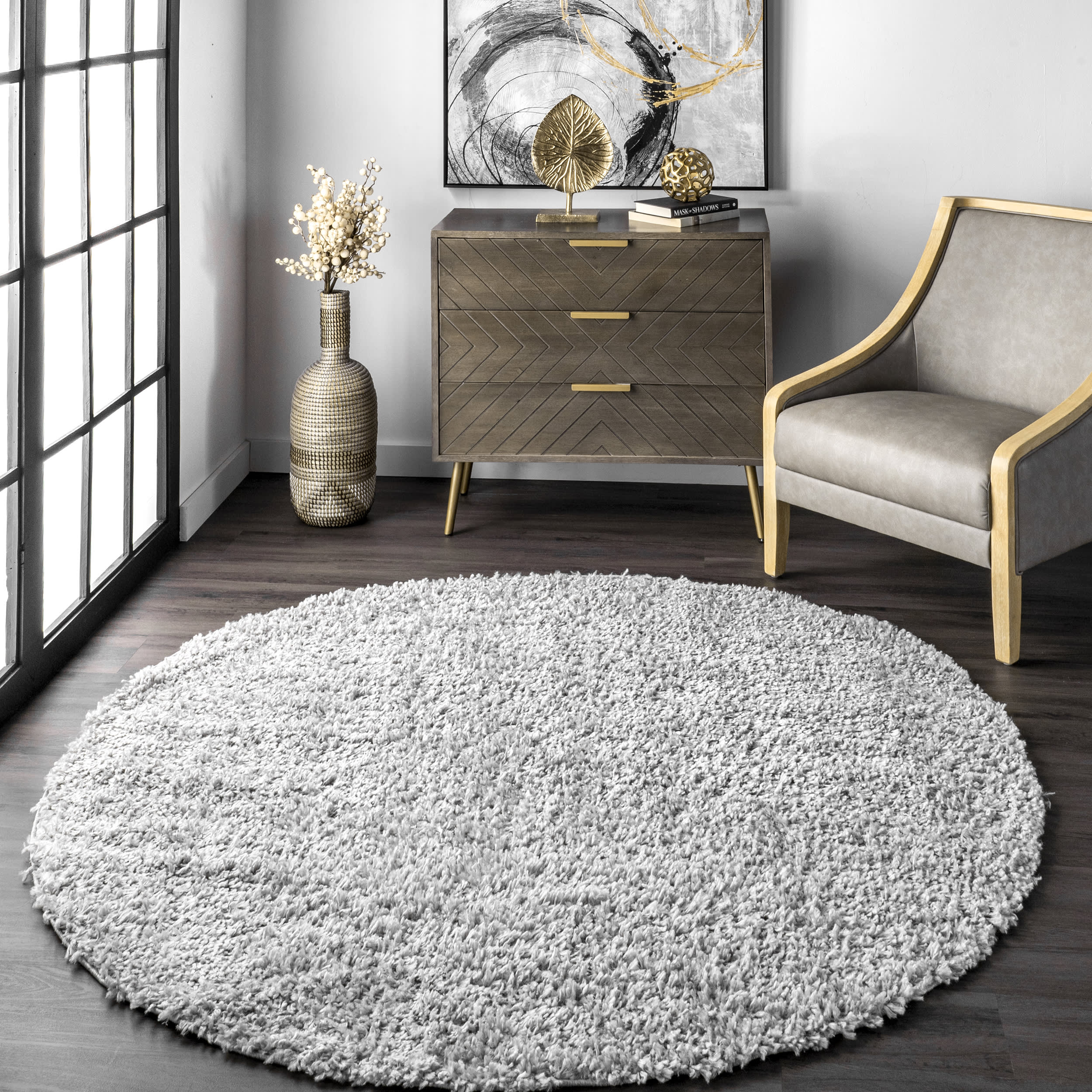 Sade Solid Shag Rug | Grey - Image 2