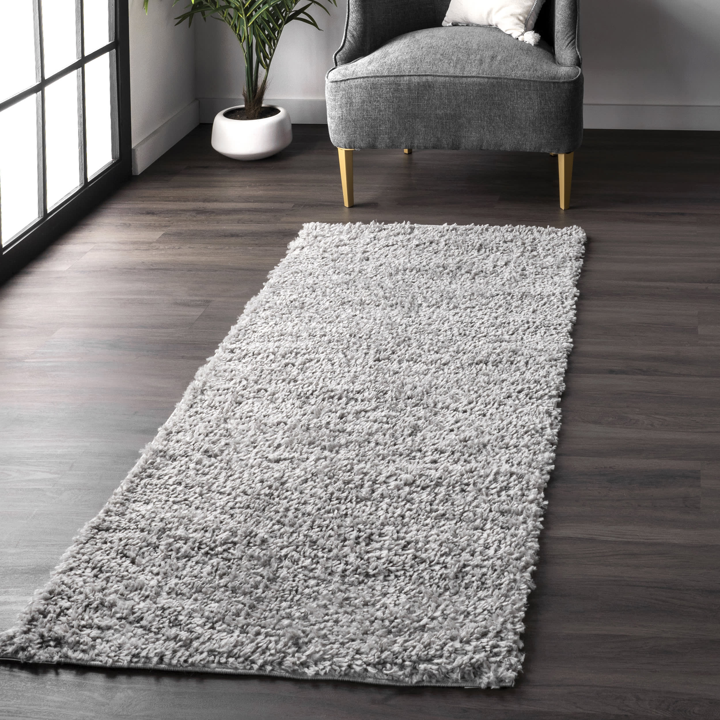 Sade Solid Shag Rug | Grey - Image 2
