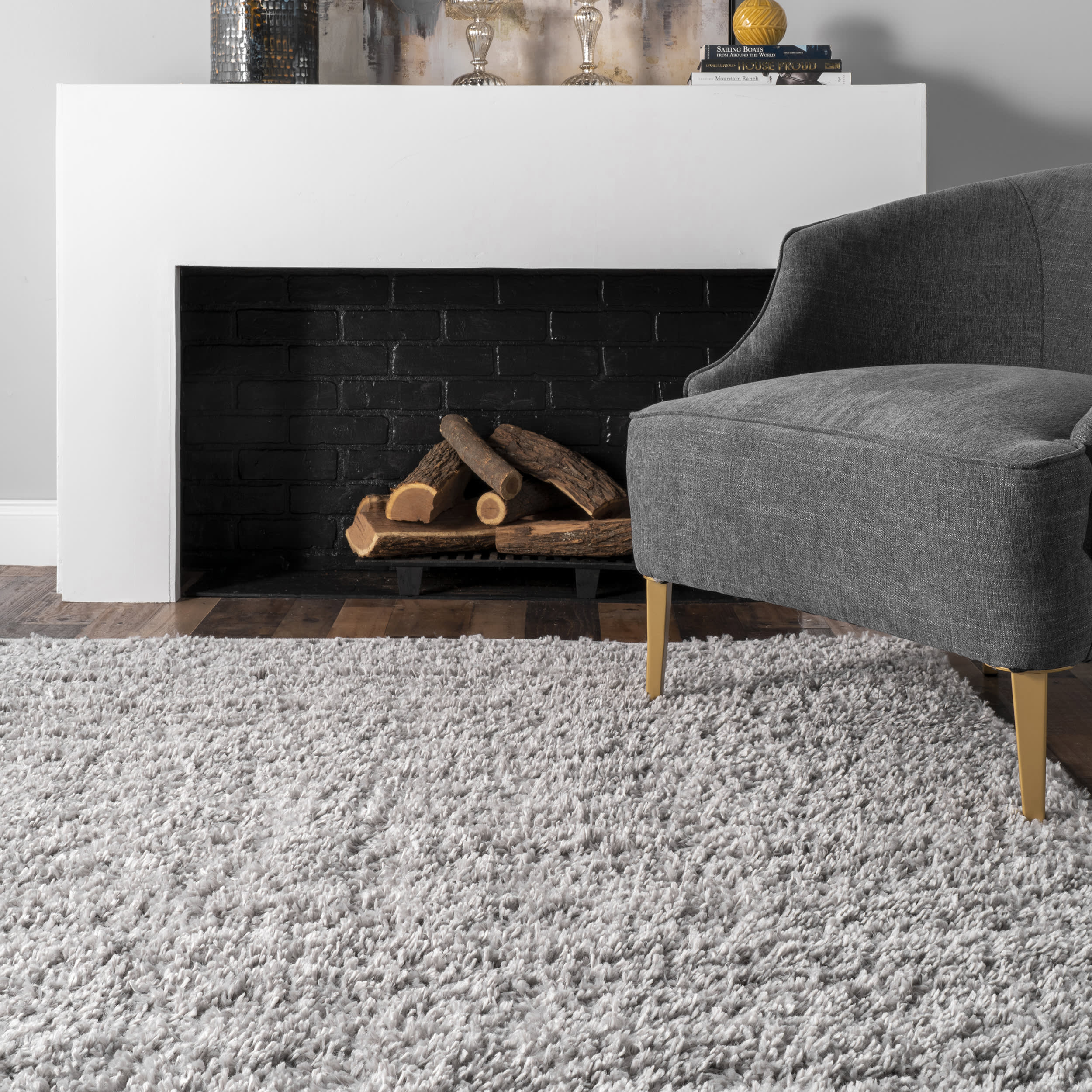 Sade Solid Shag Rug | Grey - Image 4