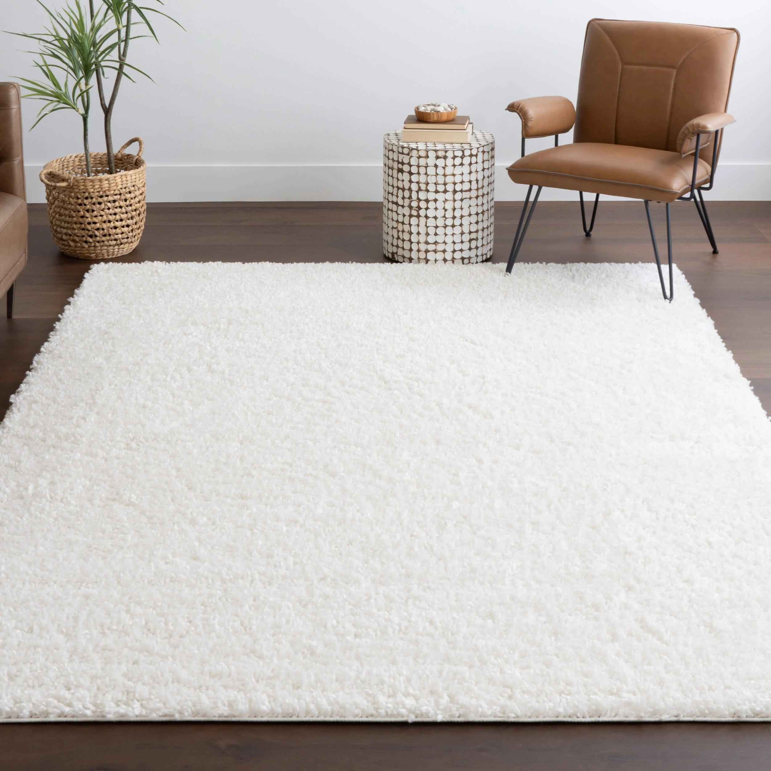 Sade Solid Shag Rug | Ivory - Image 5