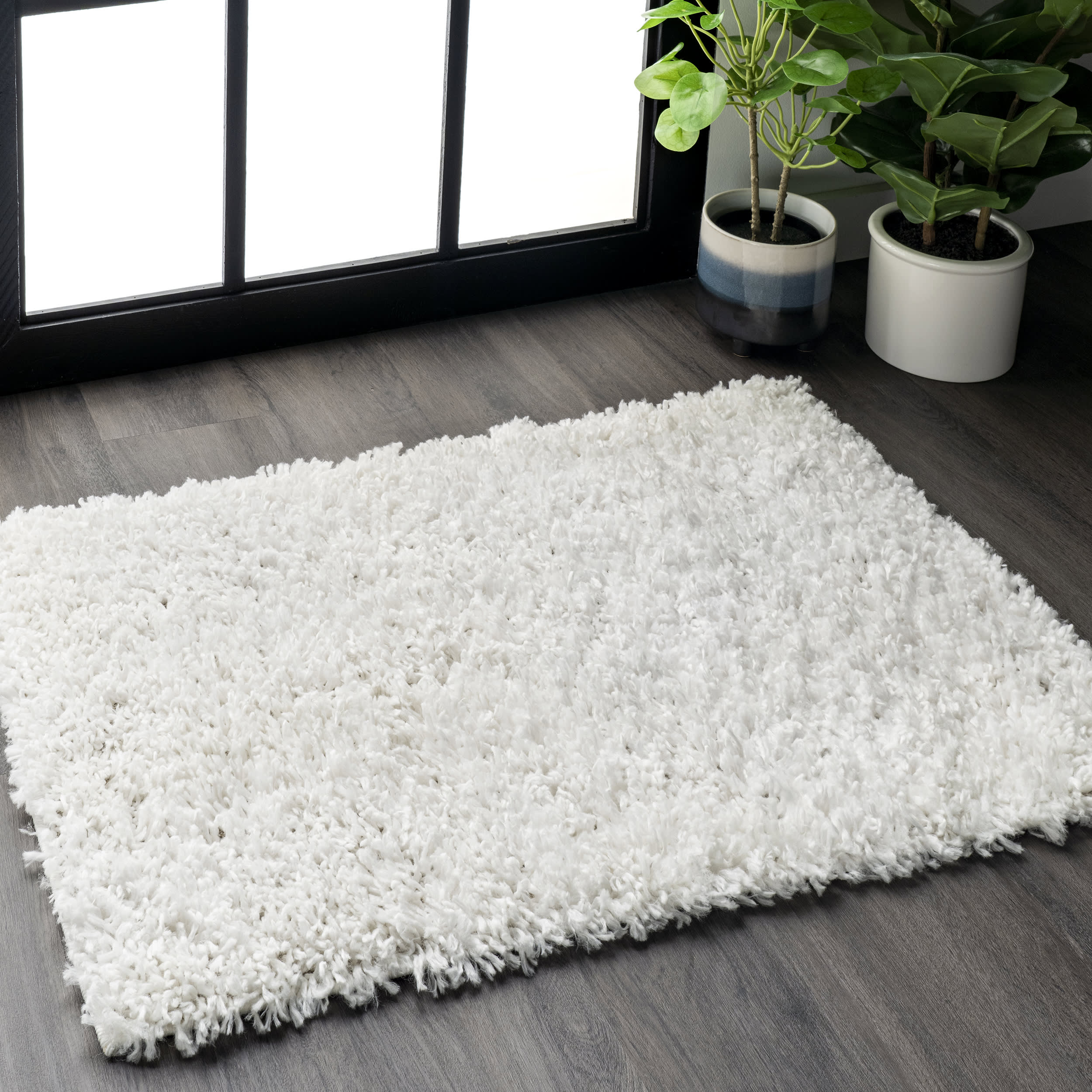 Sade Solid Shag Rug | Ivory - Image 9