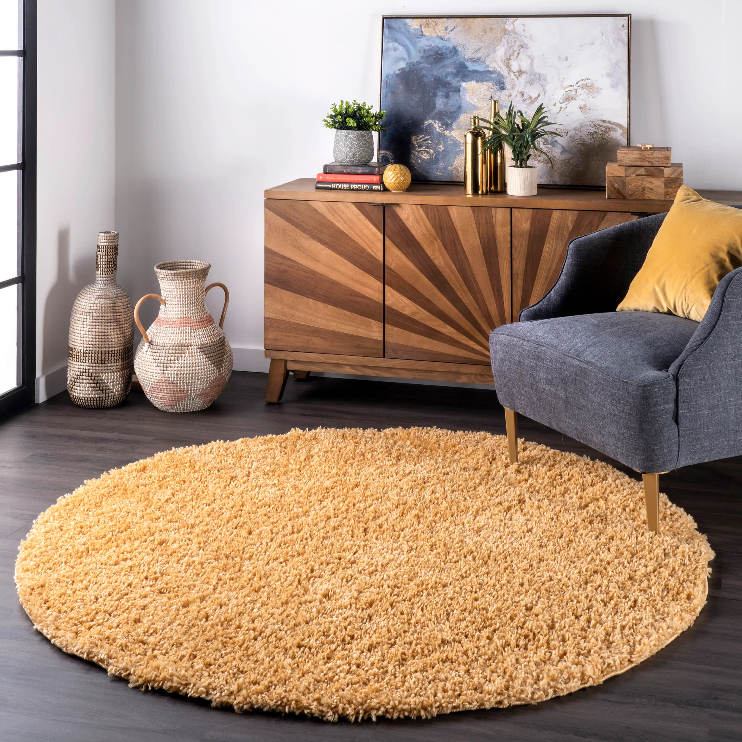 Sade Solid Shag Rug | Yellow - Image 2