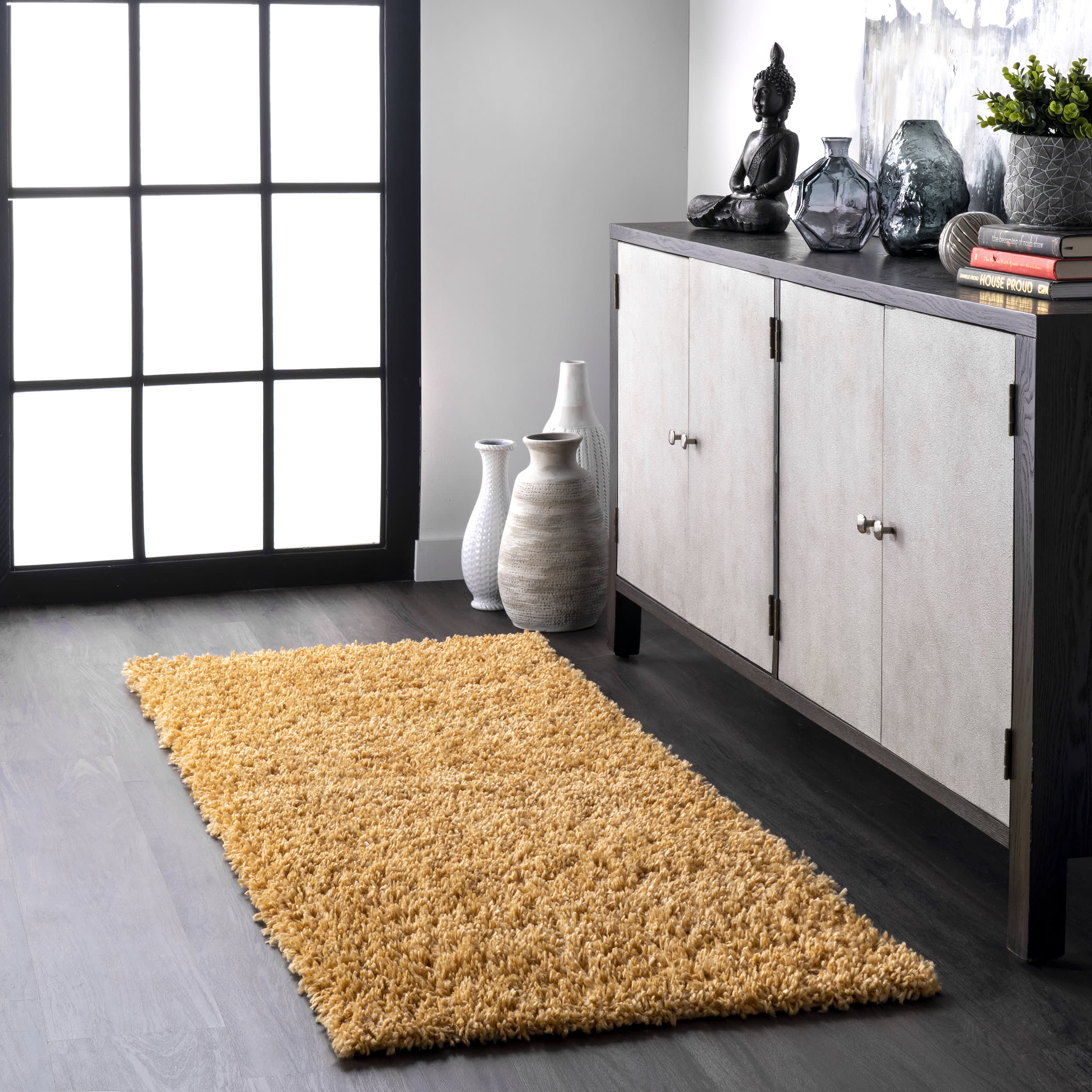 Sade Solid Shag Rug | Yellow - Image 2
