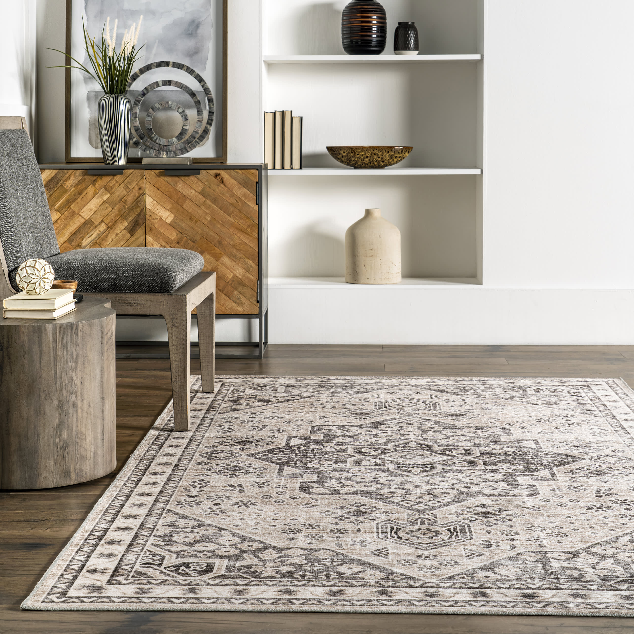 Sadira Spill Proof Washable Rug | Taupe - Image 4