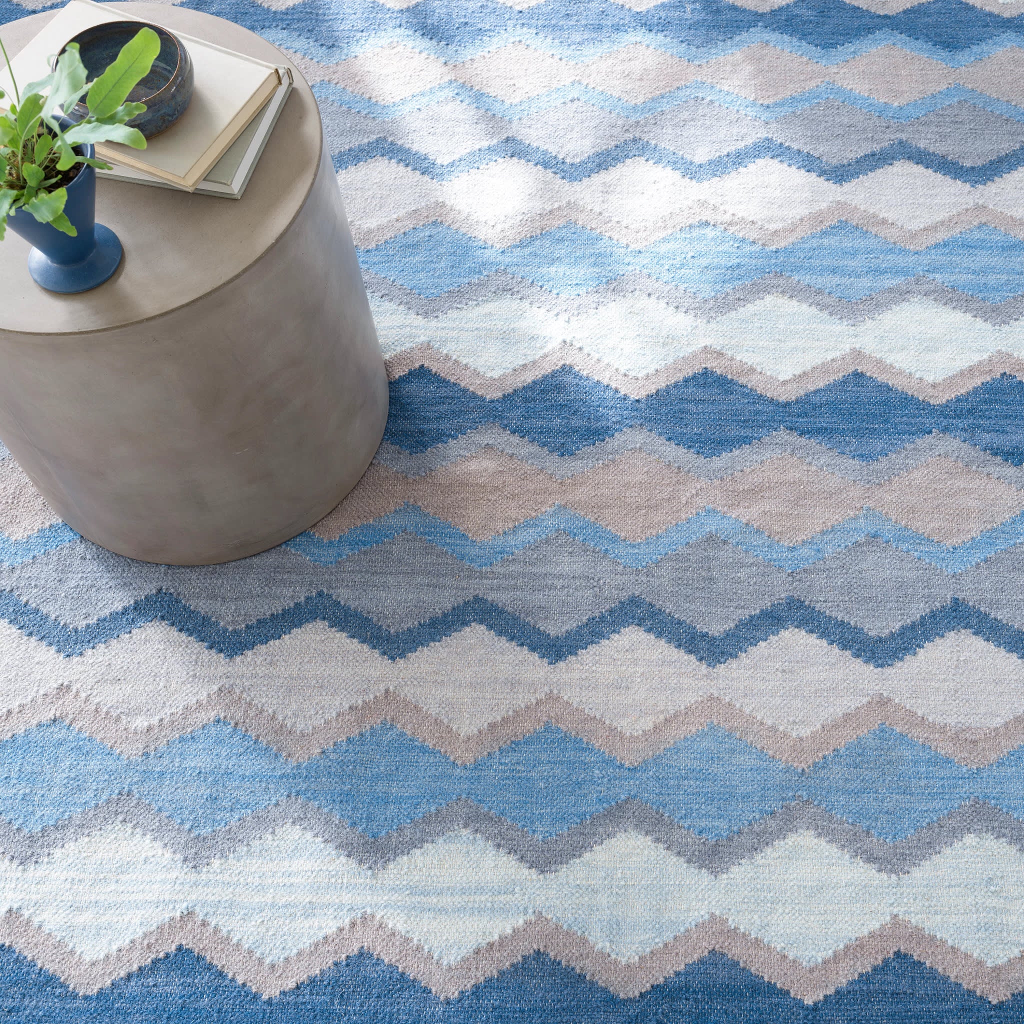 Safety Net Handwoven Wool Rug | Blue - Image 4