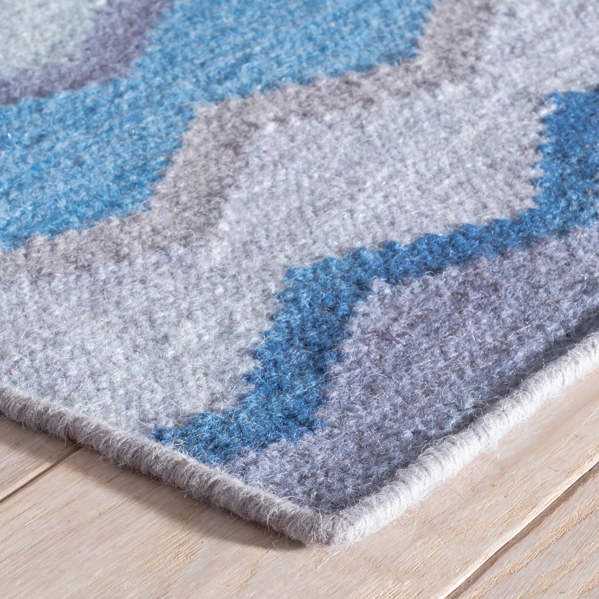 Safety Net Handwoven Wool Rug | Blue - Image 5