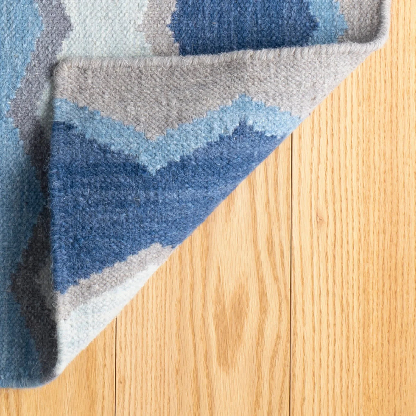 Safety Net Handwoven Wool Rug | Blue - Image 6