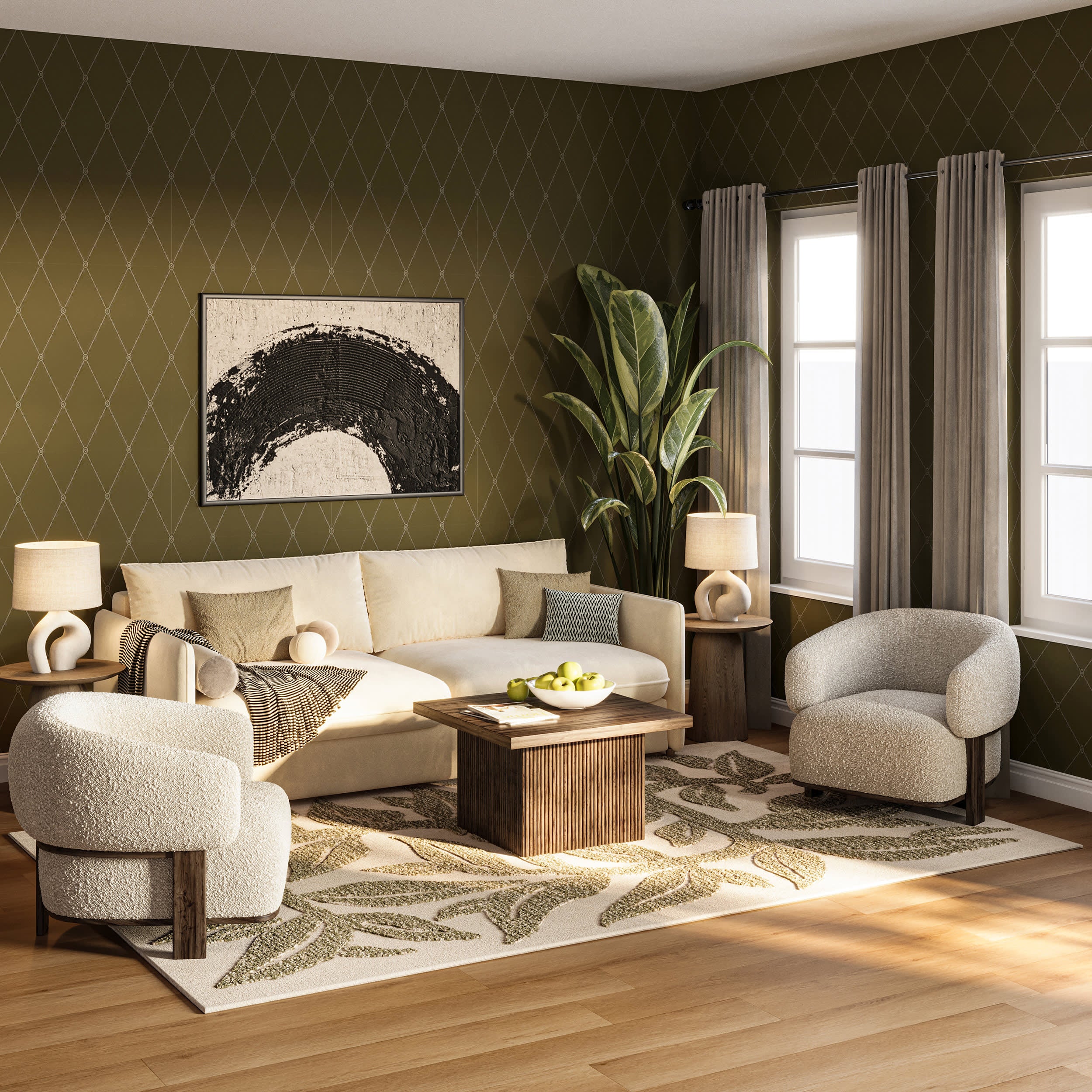 Sage Bohemian Floral Wool Rug | Green - Image 7