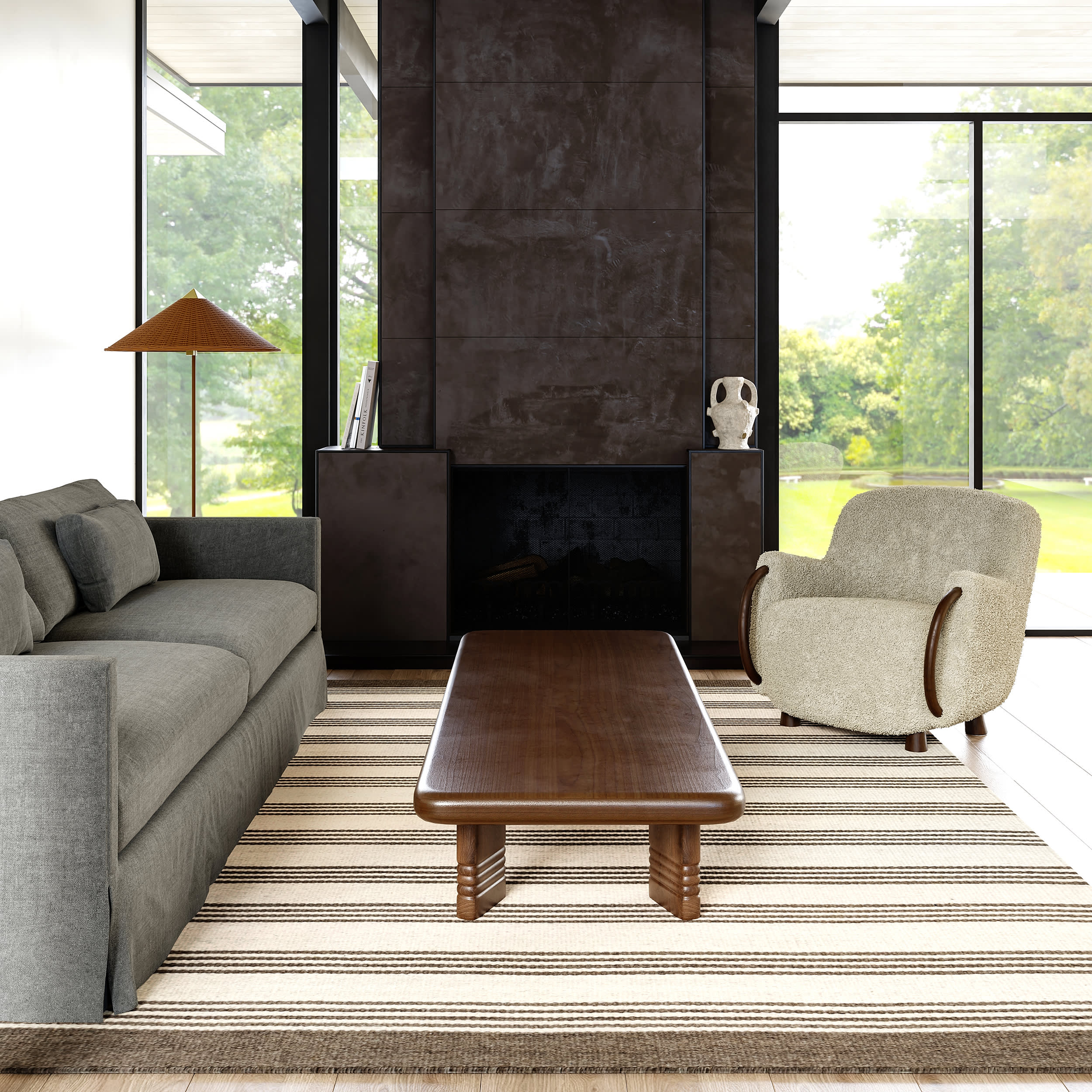 Sage Striped Wool-Blend Rug | Beige - Image 2