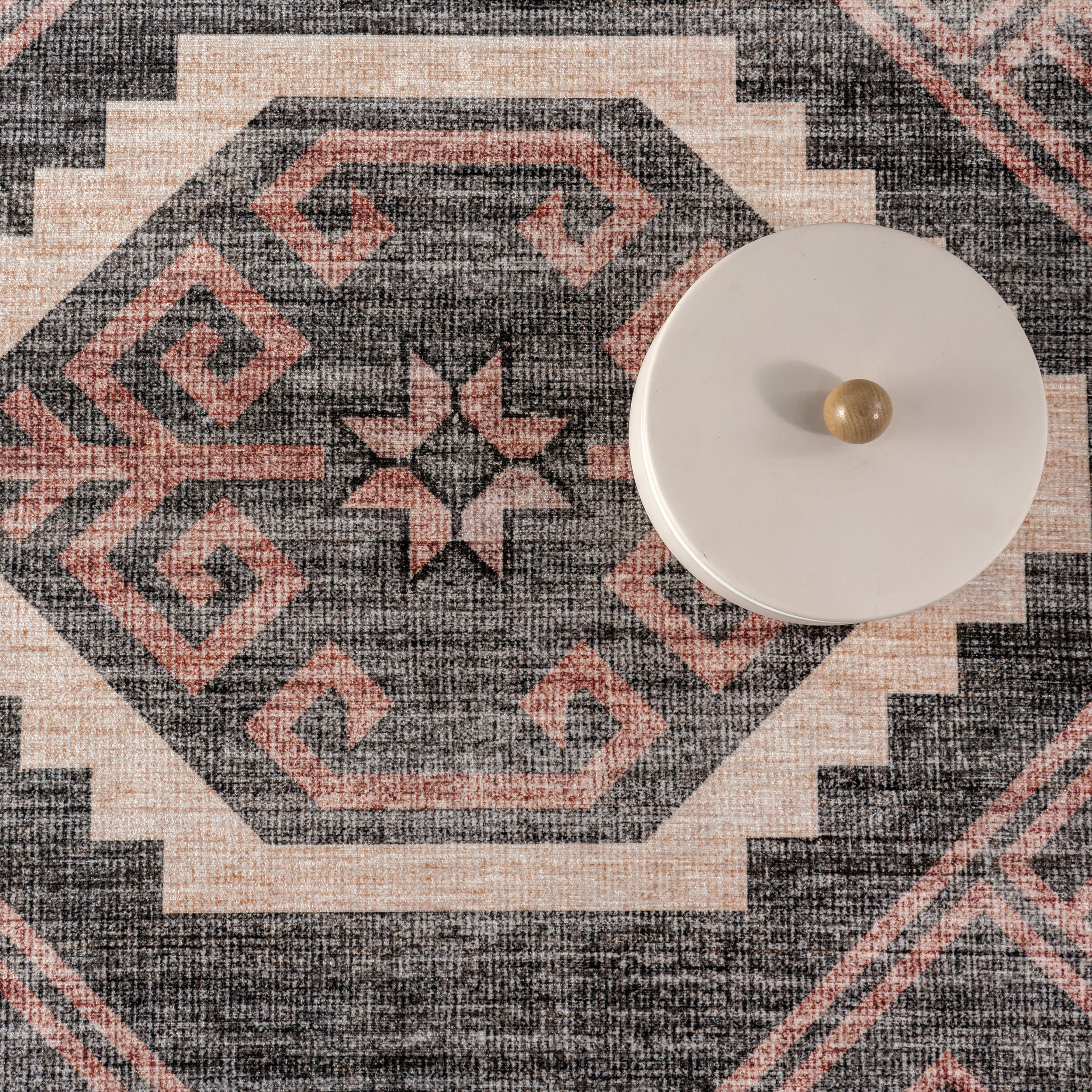 Sagebrush Geometric Spill Proof Washable Rug | Blush - Image 8