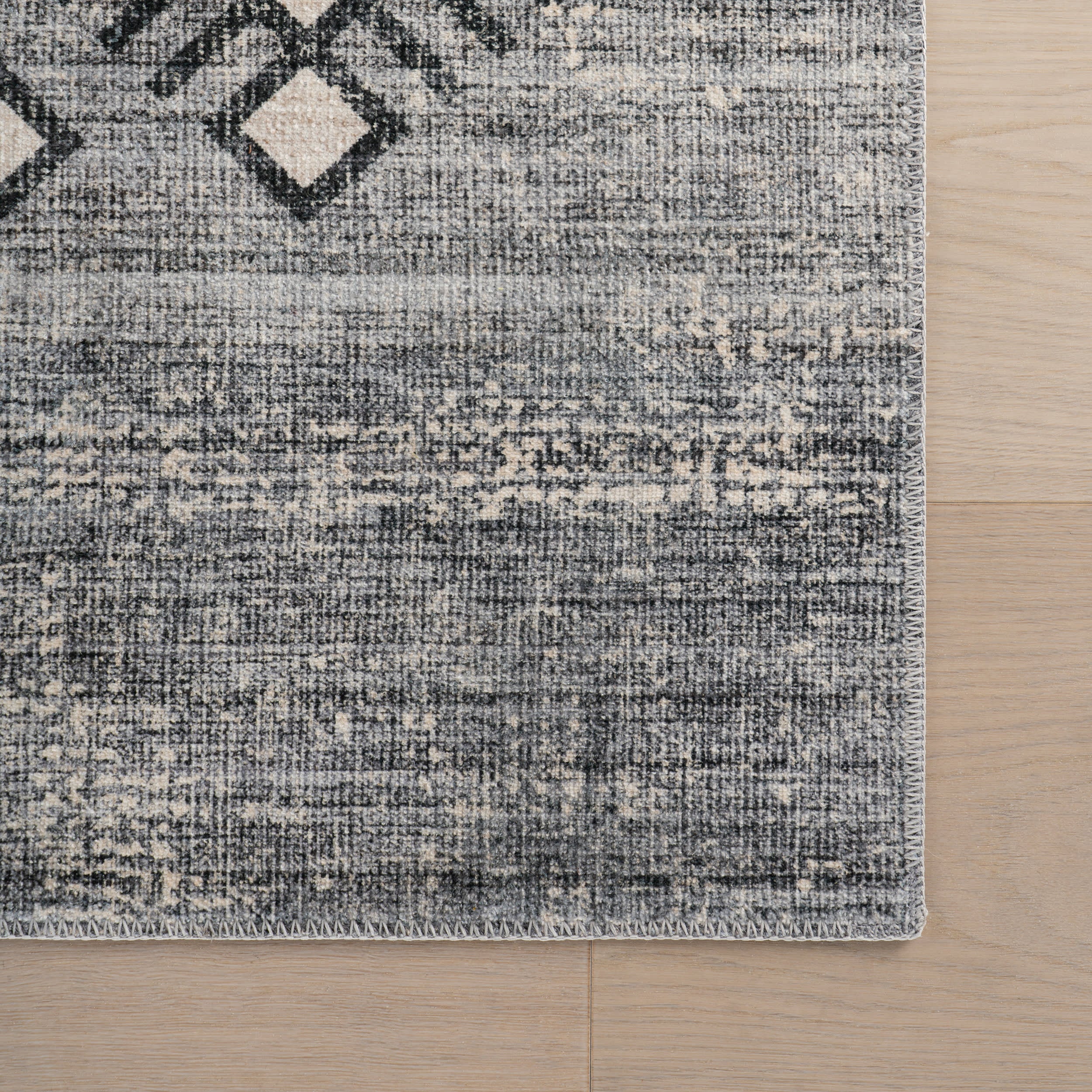 Sagebrush Geometric Spill Proof Washable Rug | Grey - Image 4