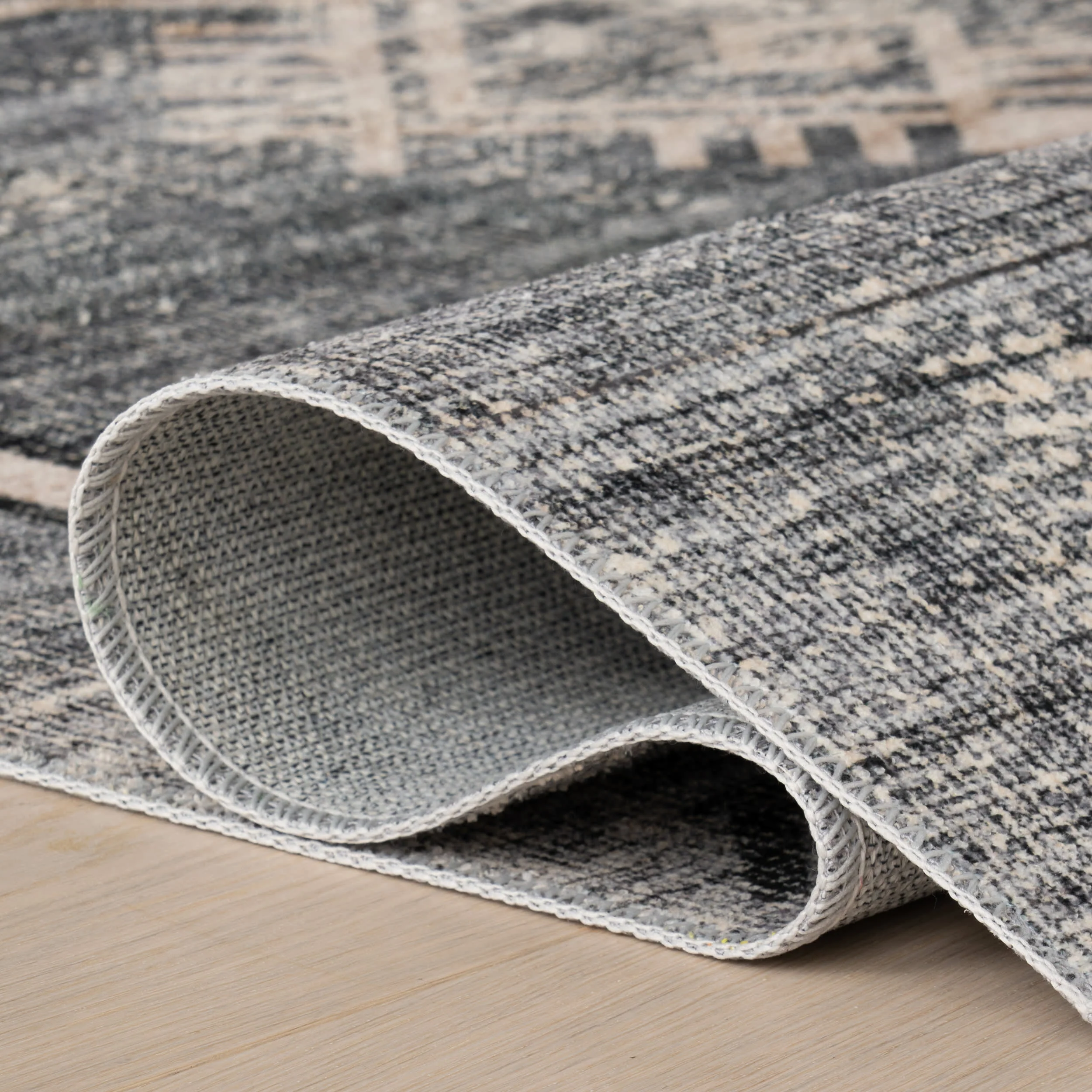 Sagebrush Geometric Spill Proof Washable Rug | Grey - Image 7