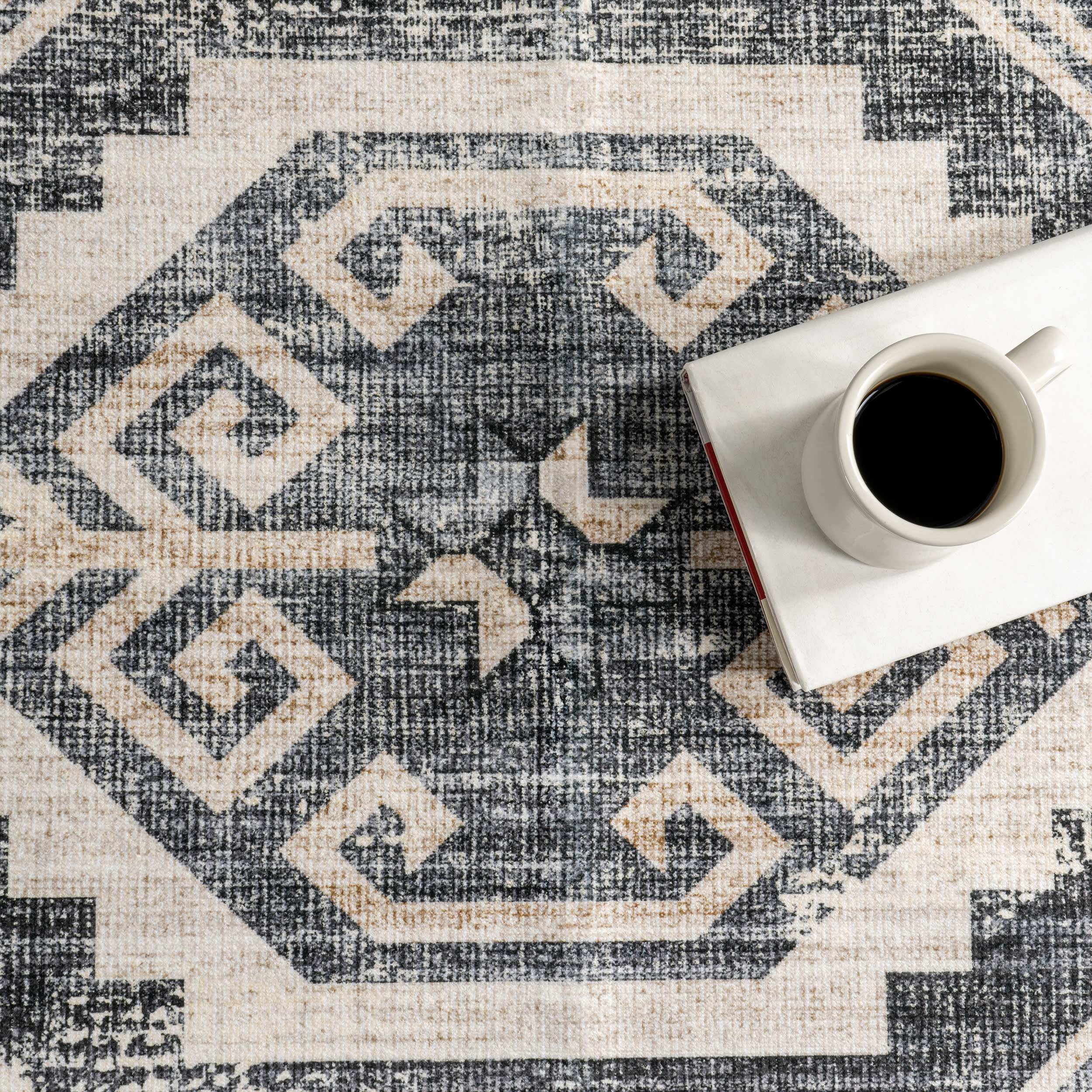 Sagebrush Geometric Washable Rug | Grey - Image 7