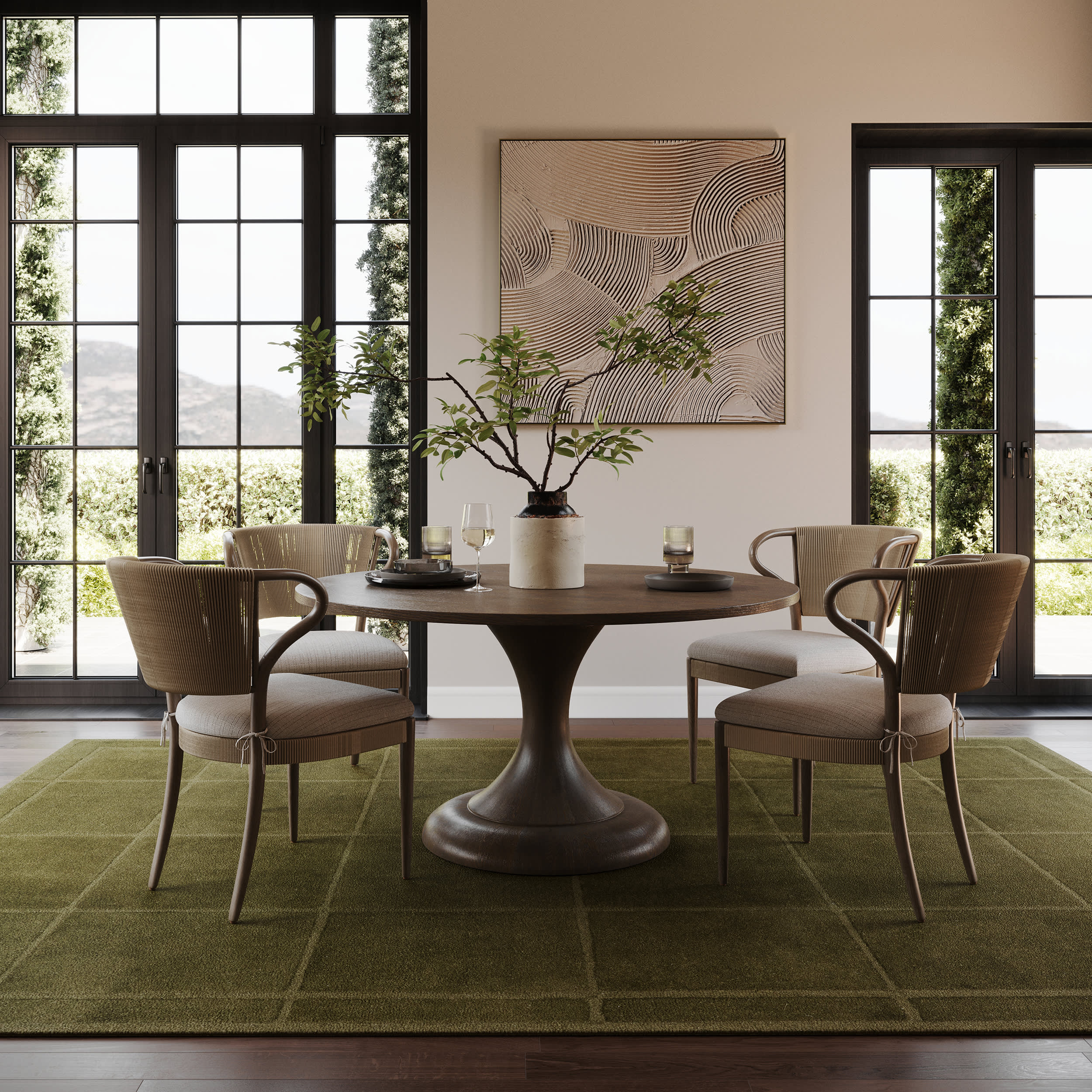 Sahar Solid Modern Wool Rug | Green - Image 2