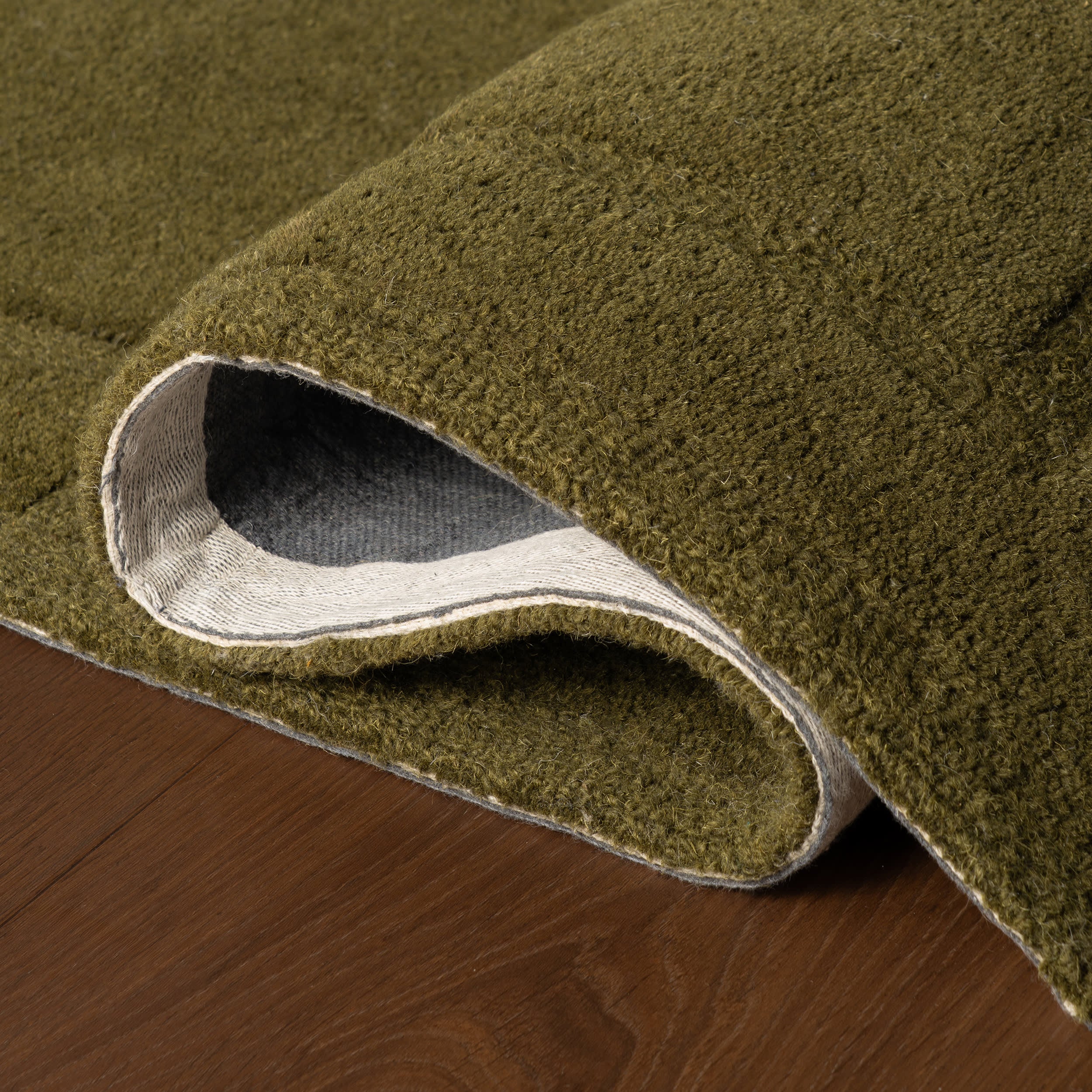 Sahar Solid Modern Wool Rug | Green - Image 3