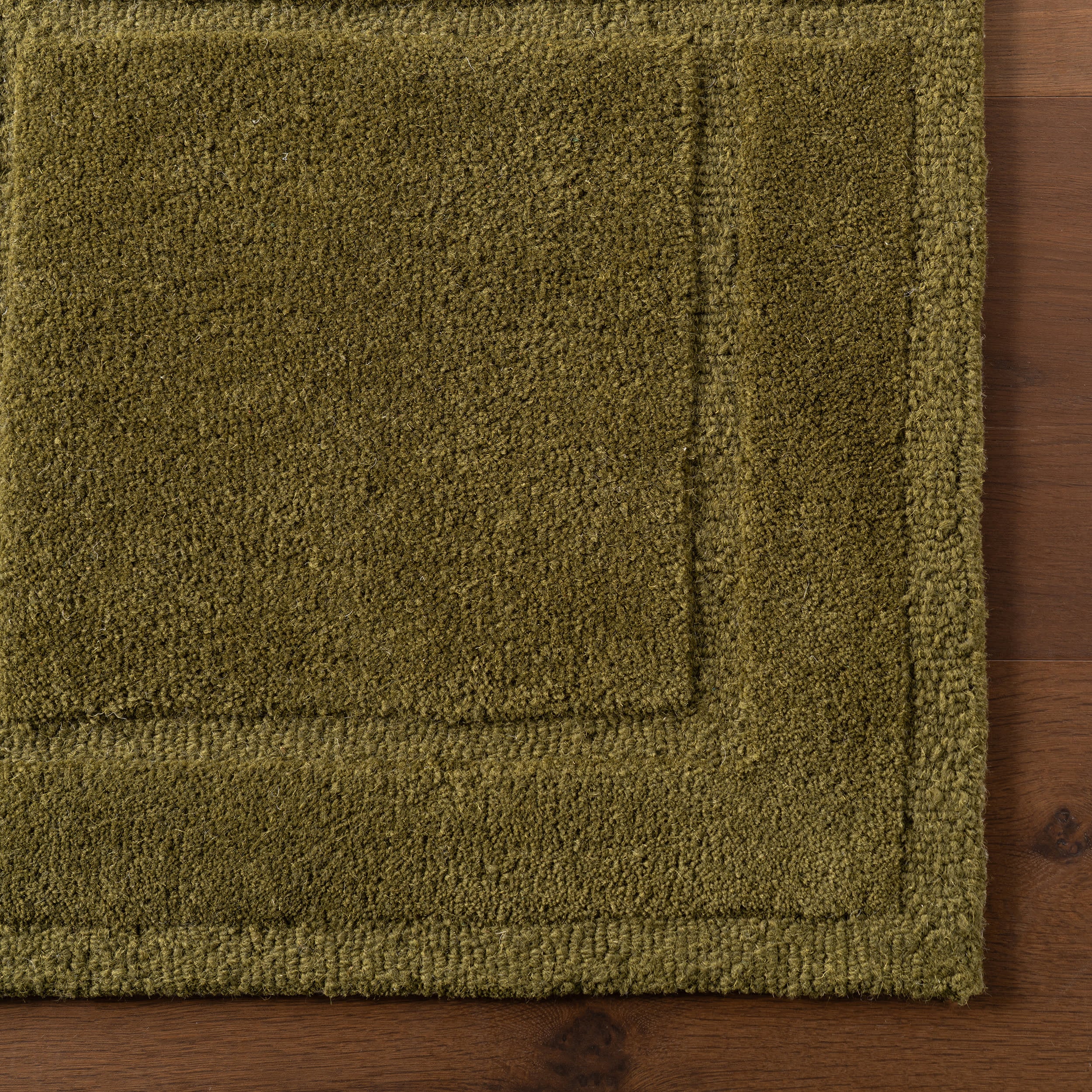 Sahar Solid Modern Wool Rug | Green - Image 6