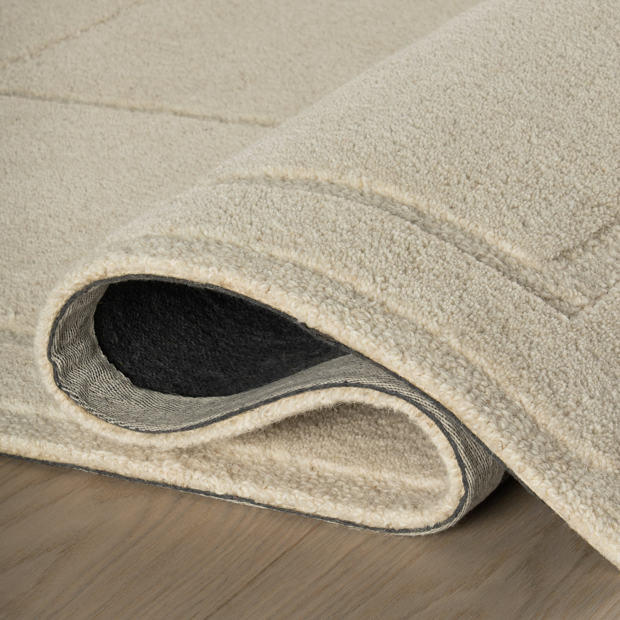 Sahar Solid Modern Wool Rug | Ivory - Image 3