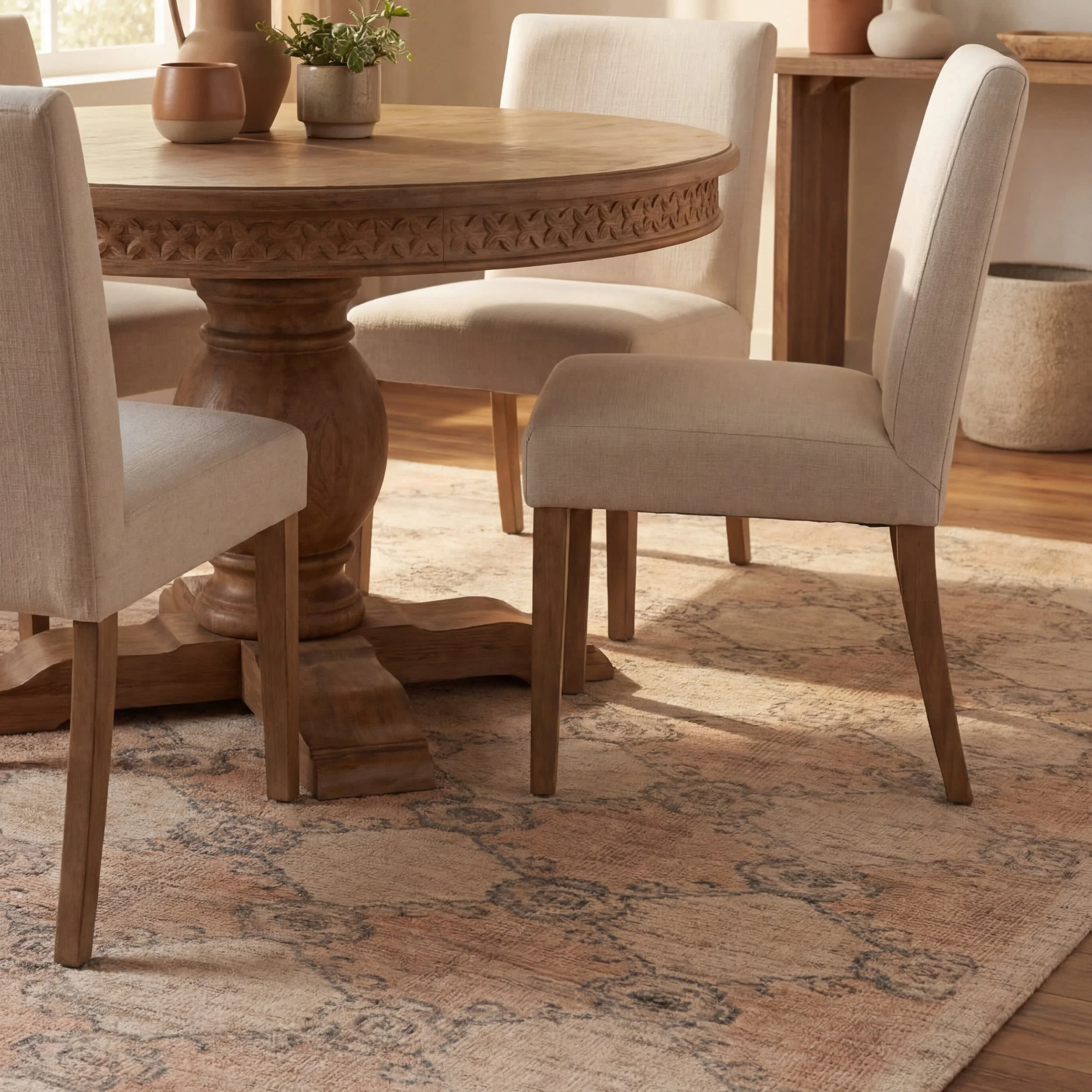 Sahi Traditional Diamond Washable Rug | Peach - Image 7
