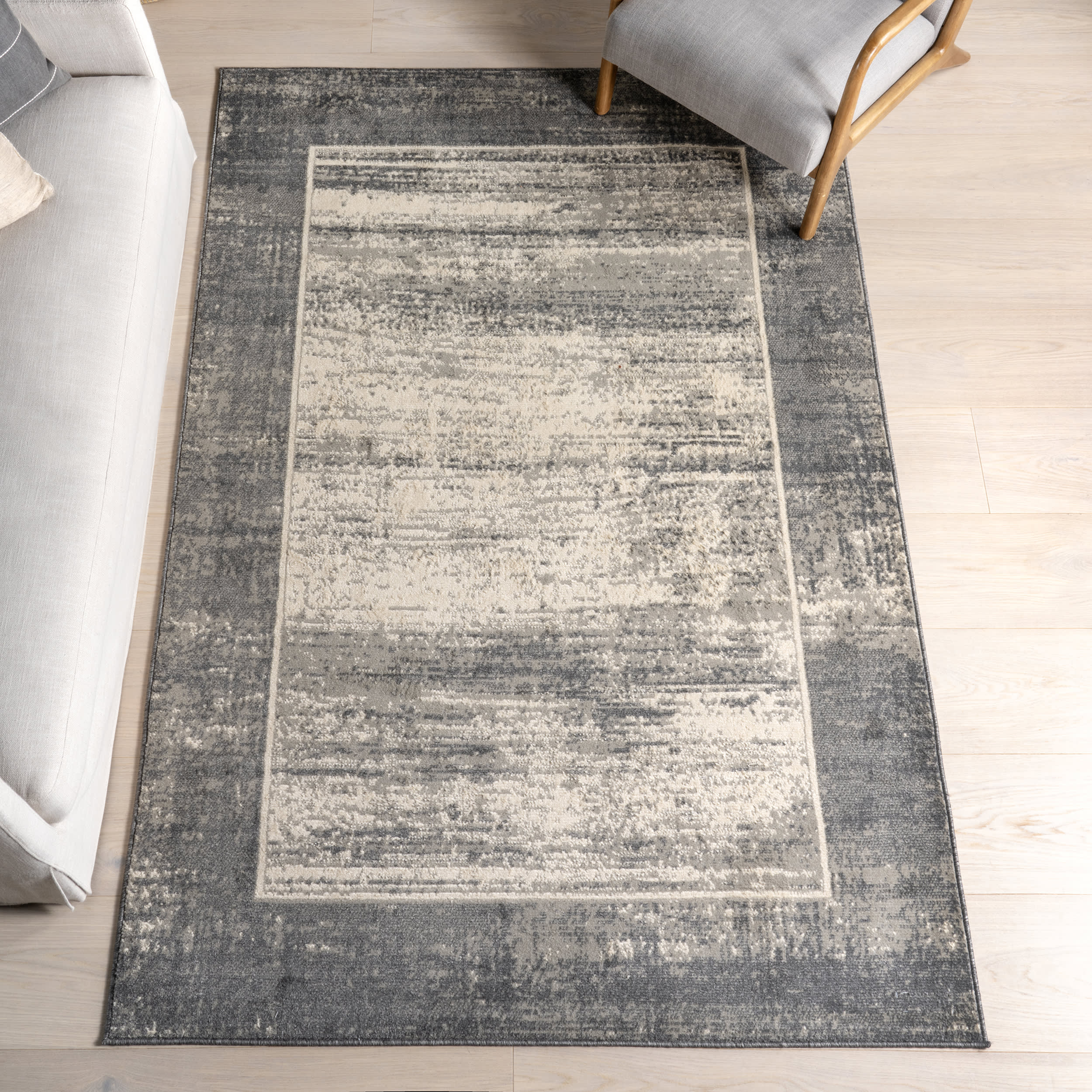 Saida Bordered Rug | Grey - Image 2