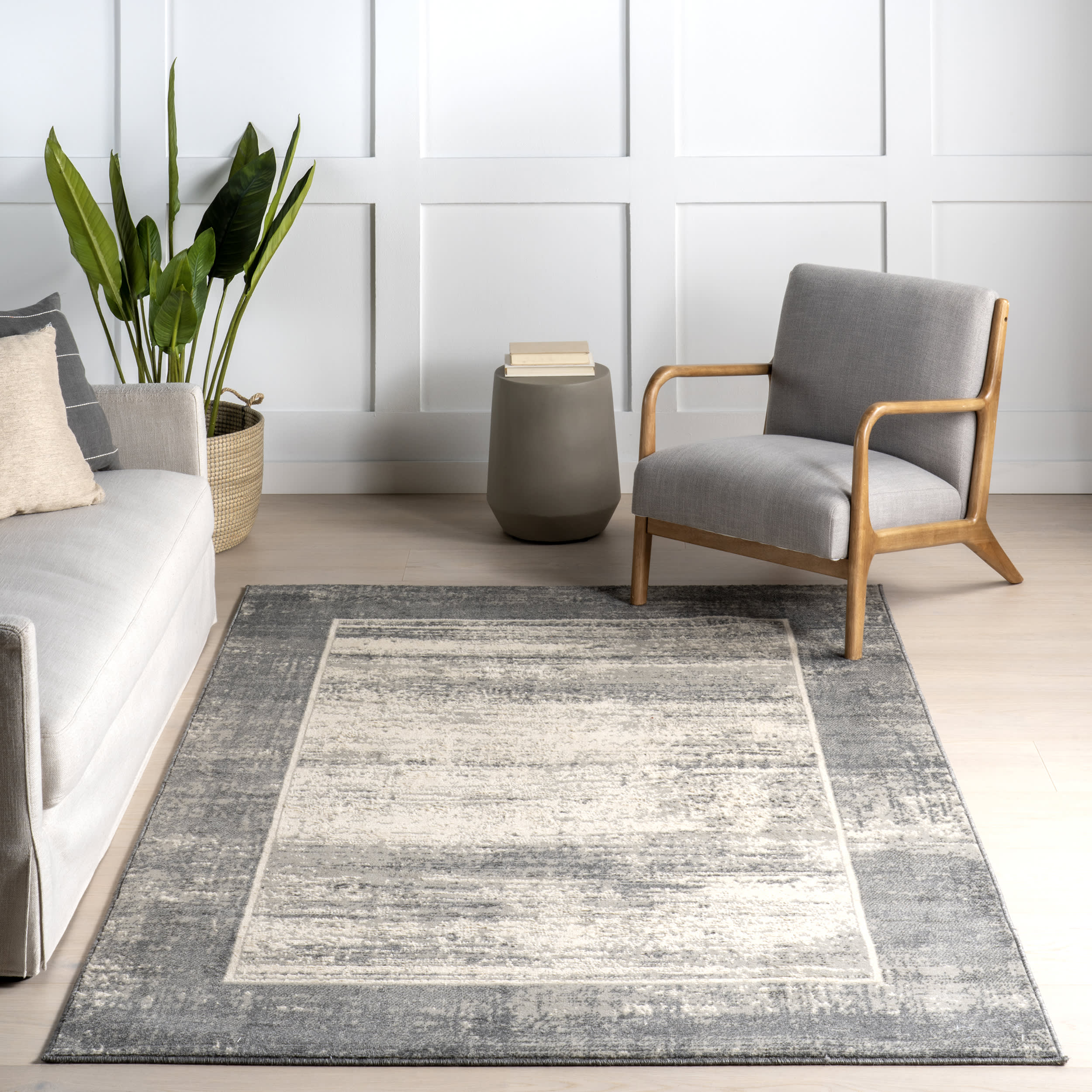 Saida Bordered Rug | Grey - Image 5