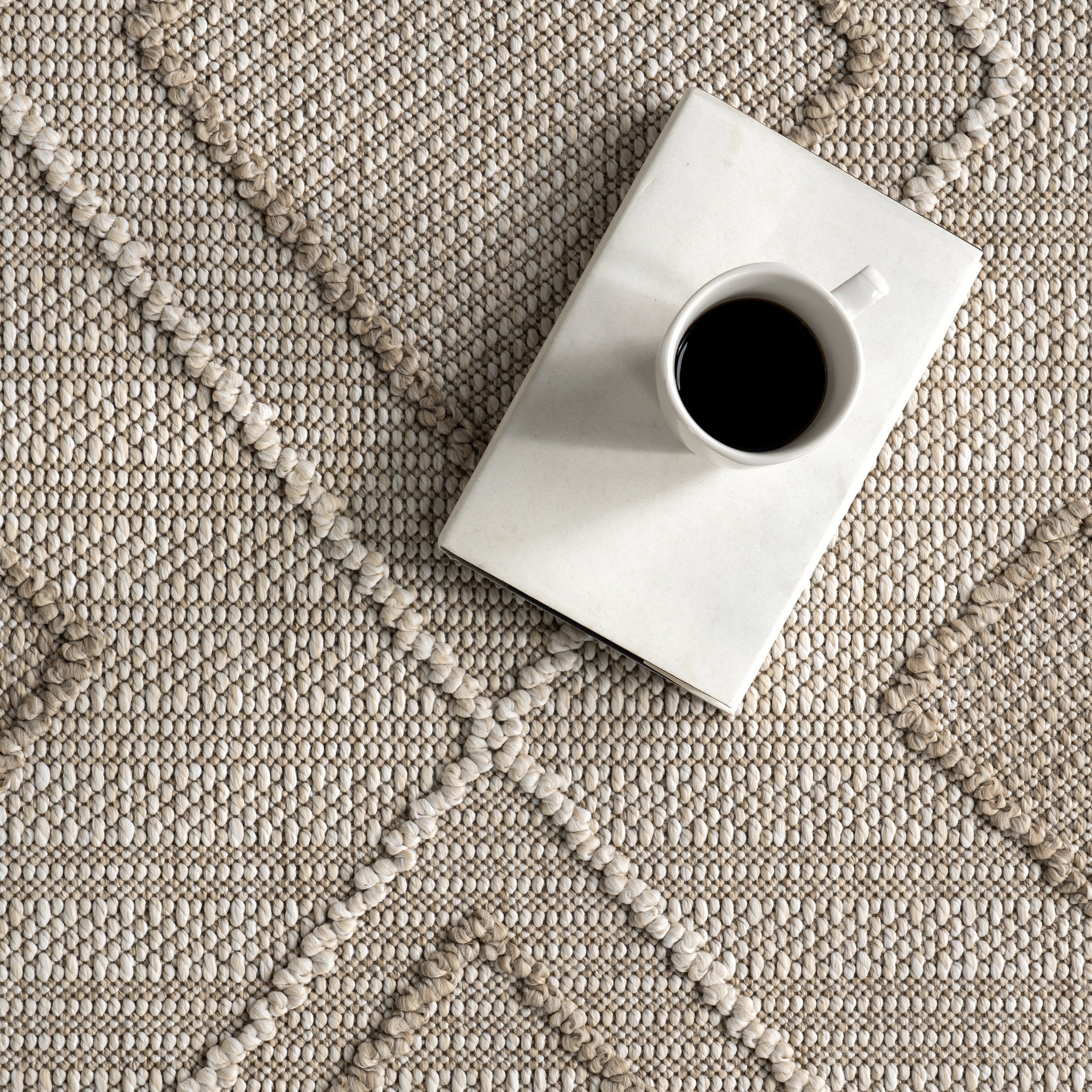 Saige High-Low Diamond Indoor/Outdoor Rug | Beige - Image 8