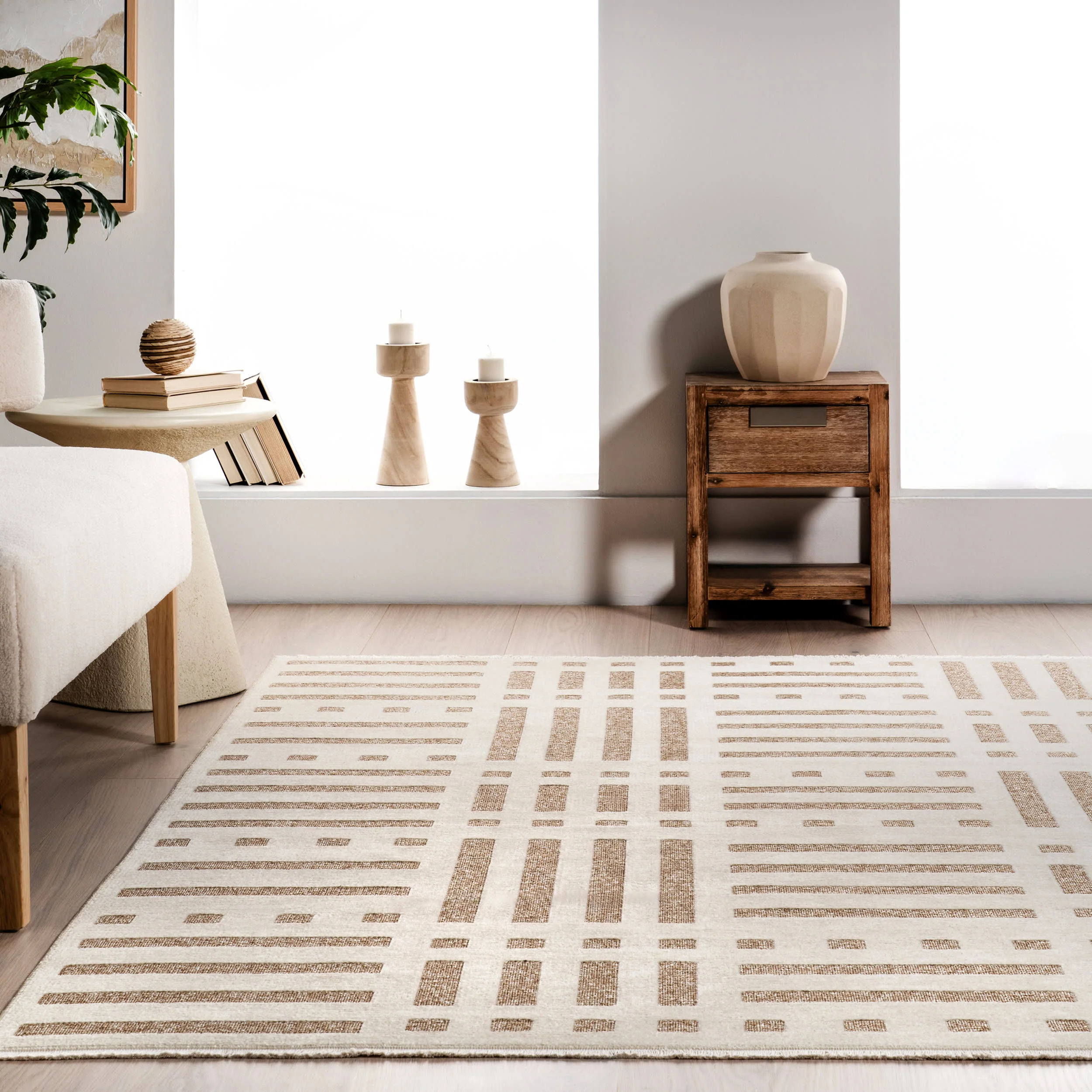 Salma Geometric Reversible Washable Rug | Beige - Image 5