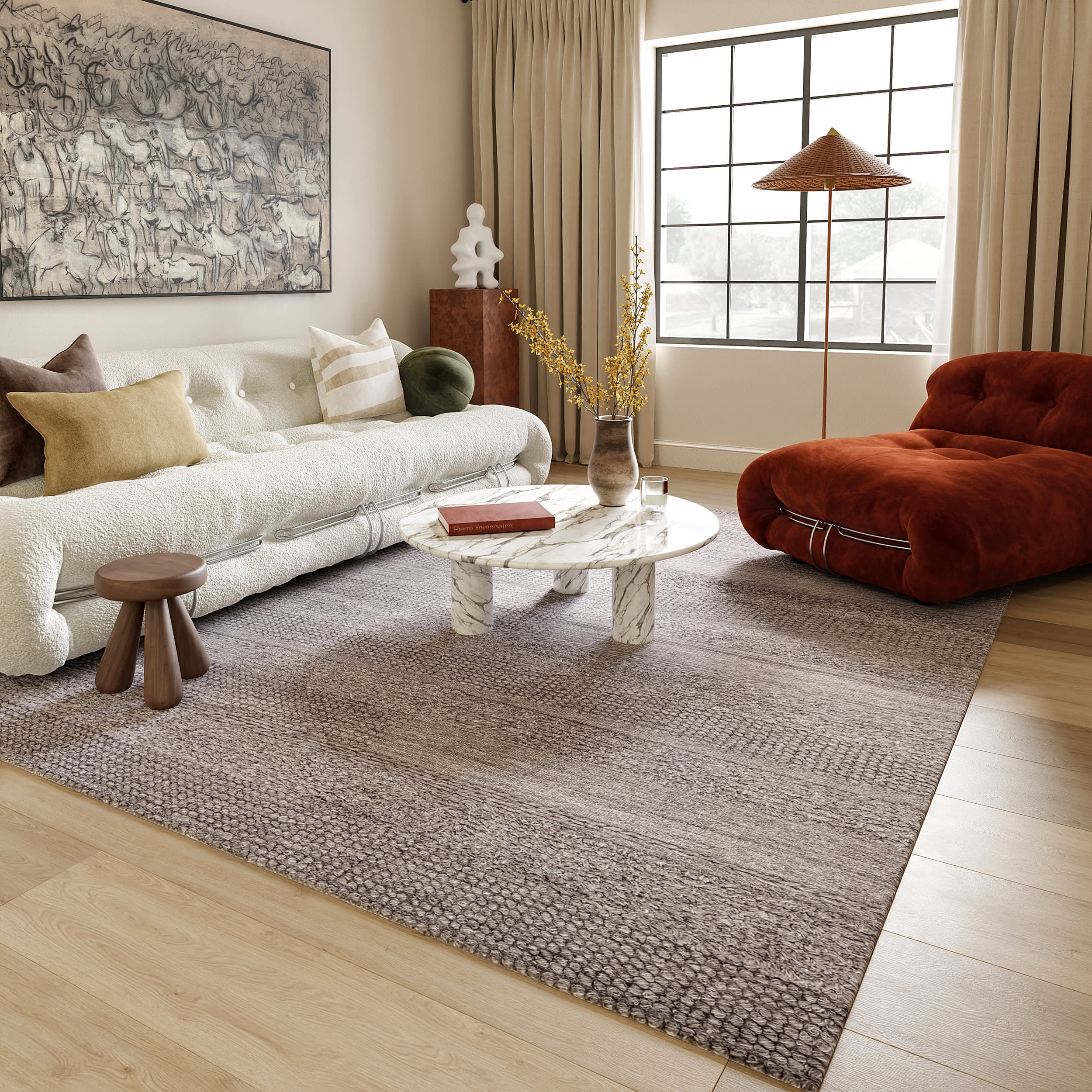 Samba Textured Cotton-Blend Rug | Grey - Image 2