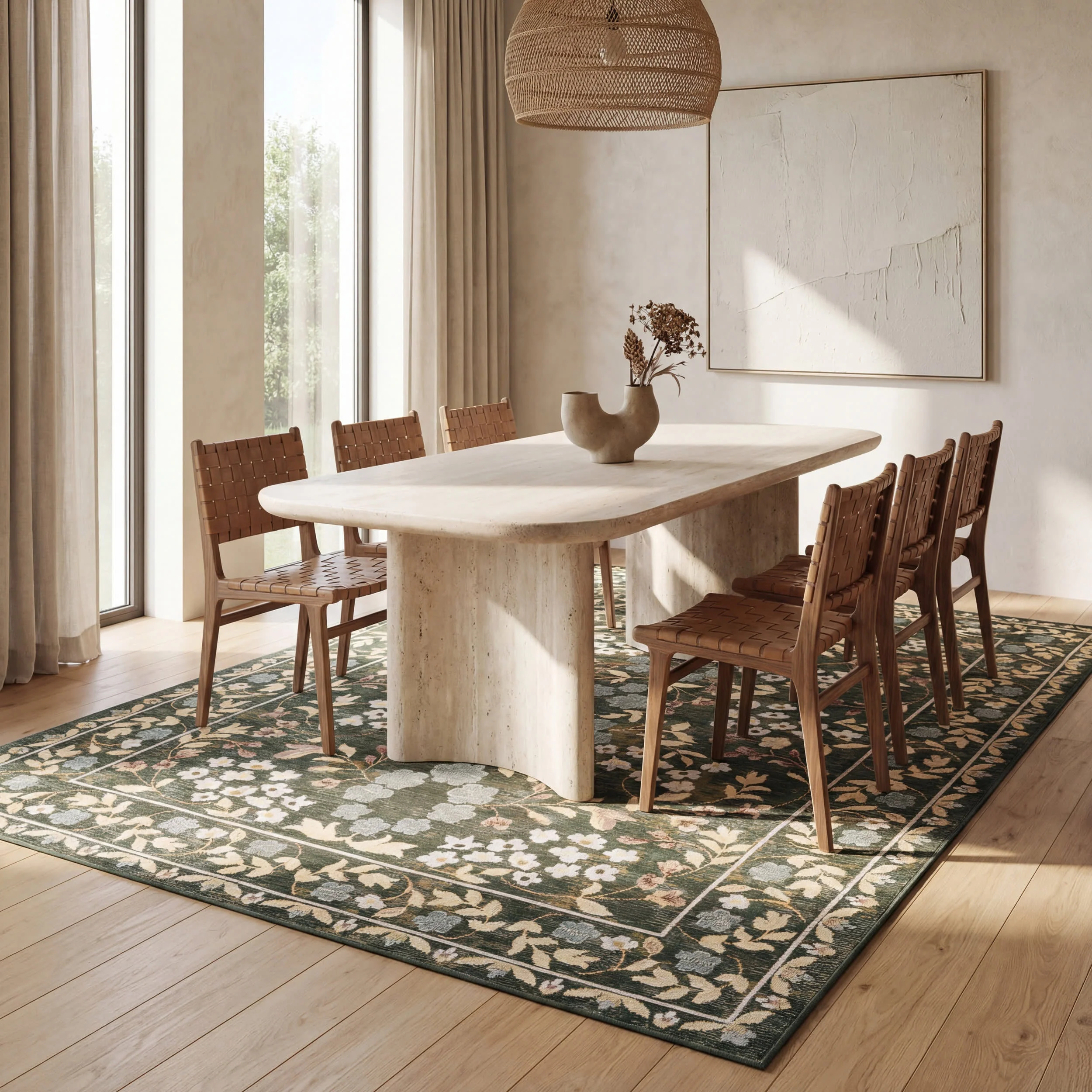 Sanaya Transitional Floral Indoor/Outdoor Rug | Green - Image 7