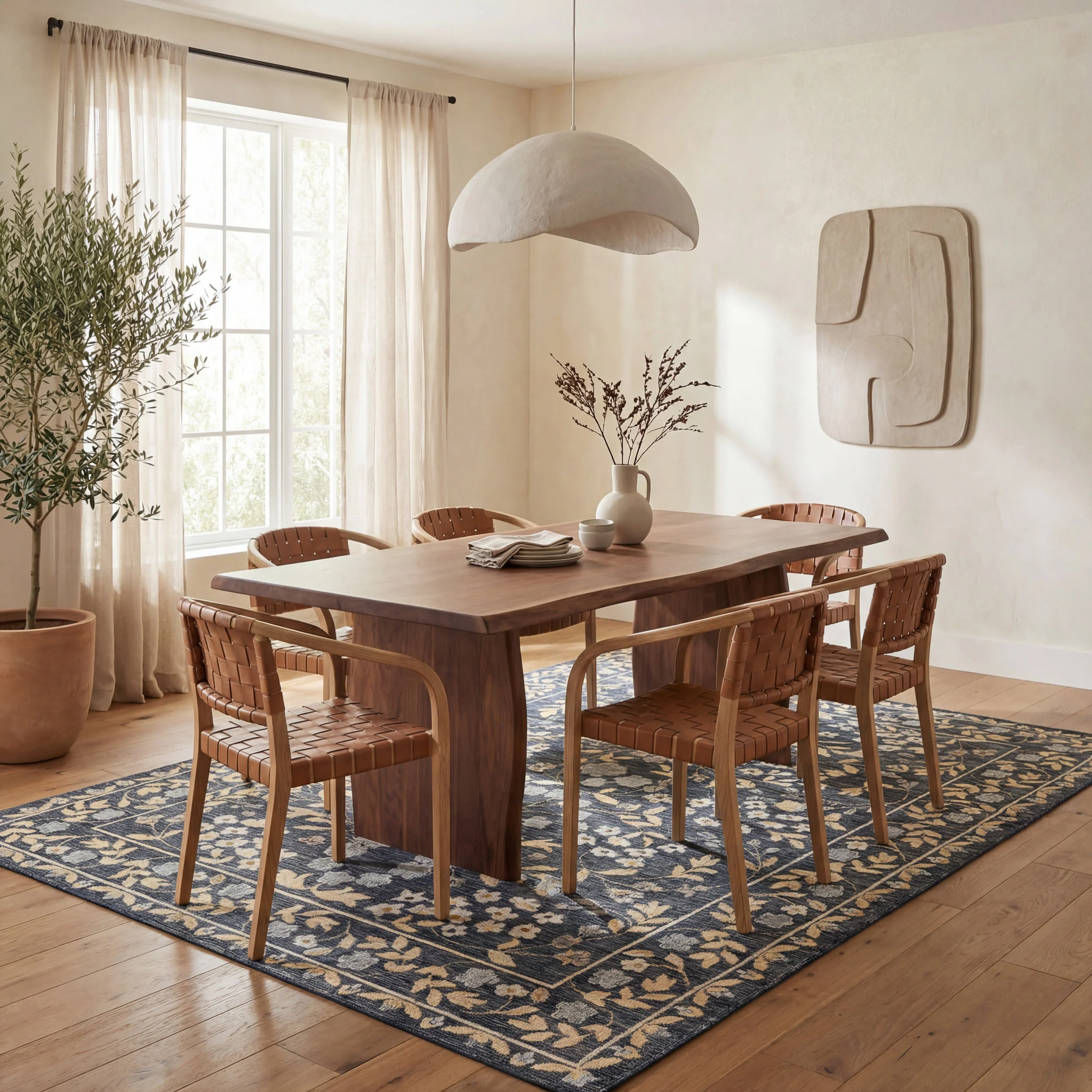 Sanaya Transitional Floral Indoor/Outdoor Rug | Navy - Image 6