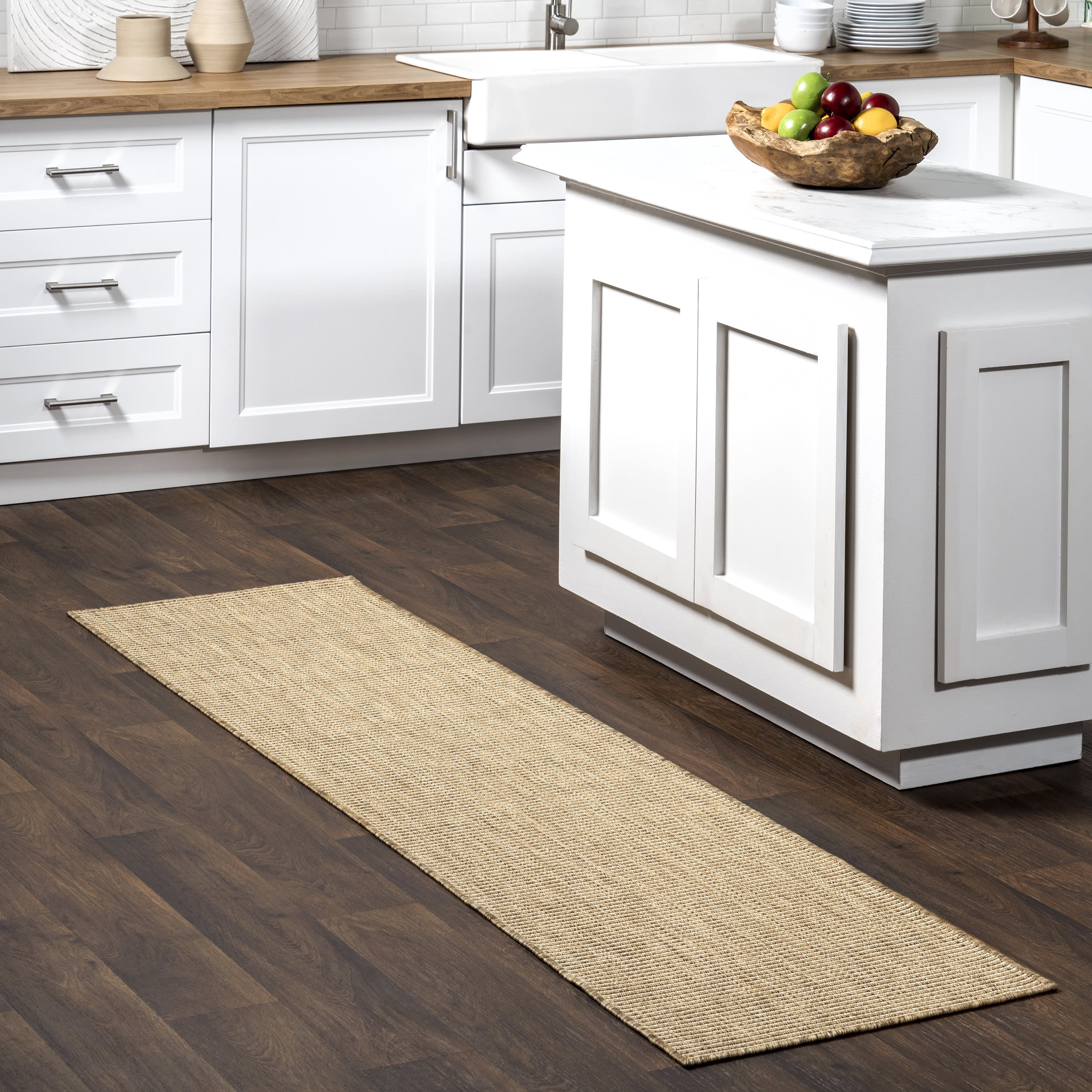 Sandra Solid Faux Jute Indoor/Outdoor Rug | Brown - Image 2