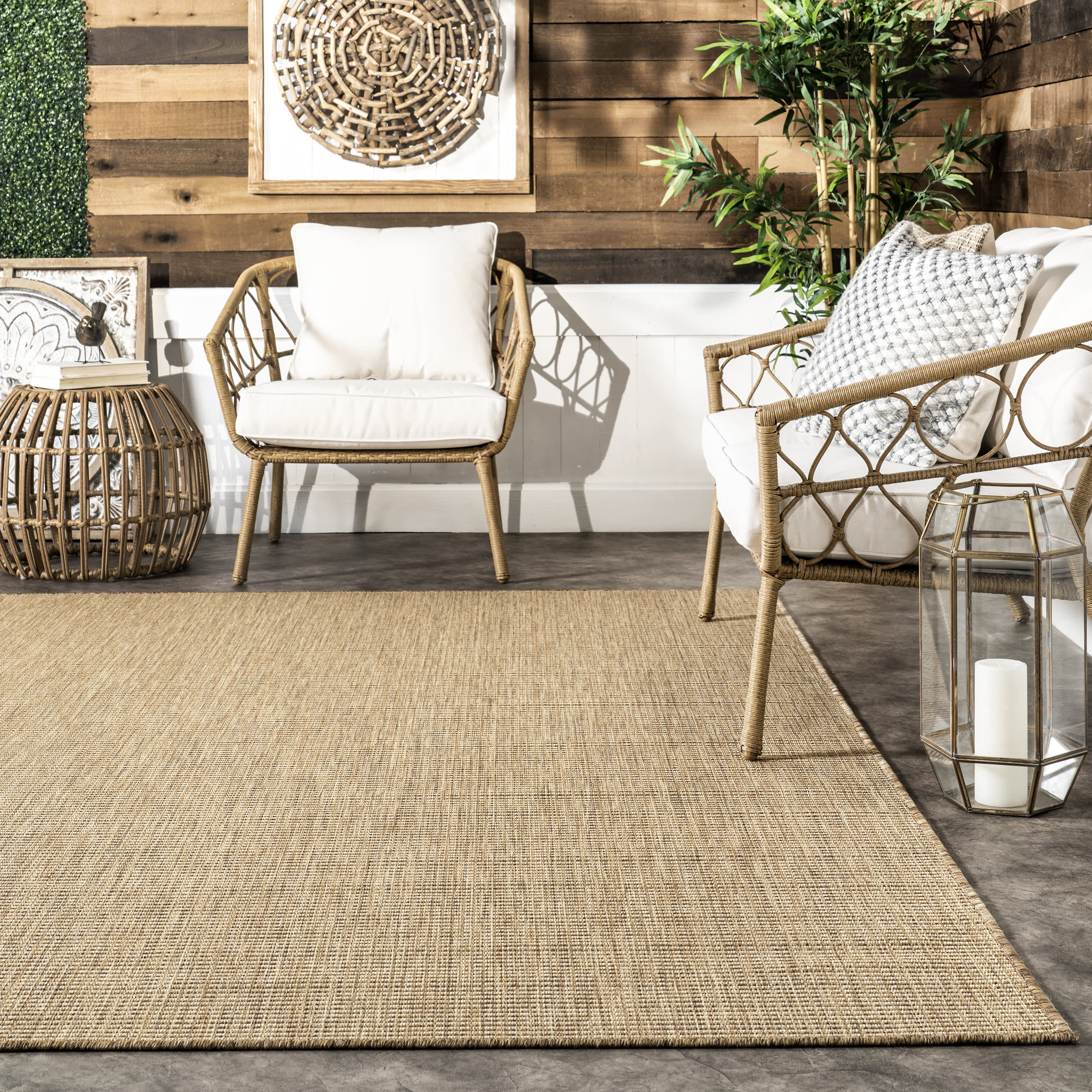 Sandra Solid Faux Jute Indoor/Outdoor Rug | Brown - Image 4