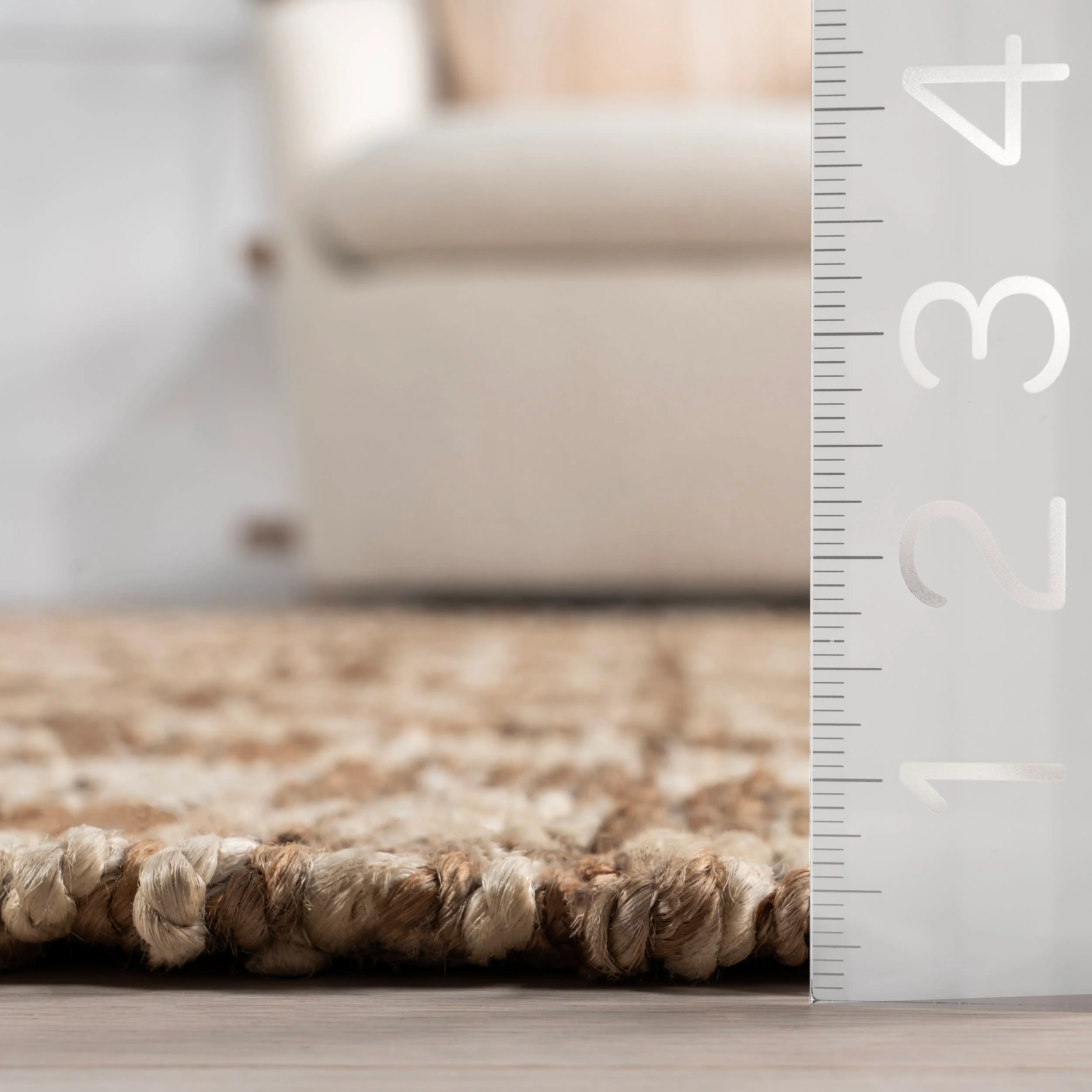 Sandye Retro Checkered Jute Rug | Natural - Image 5