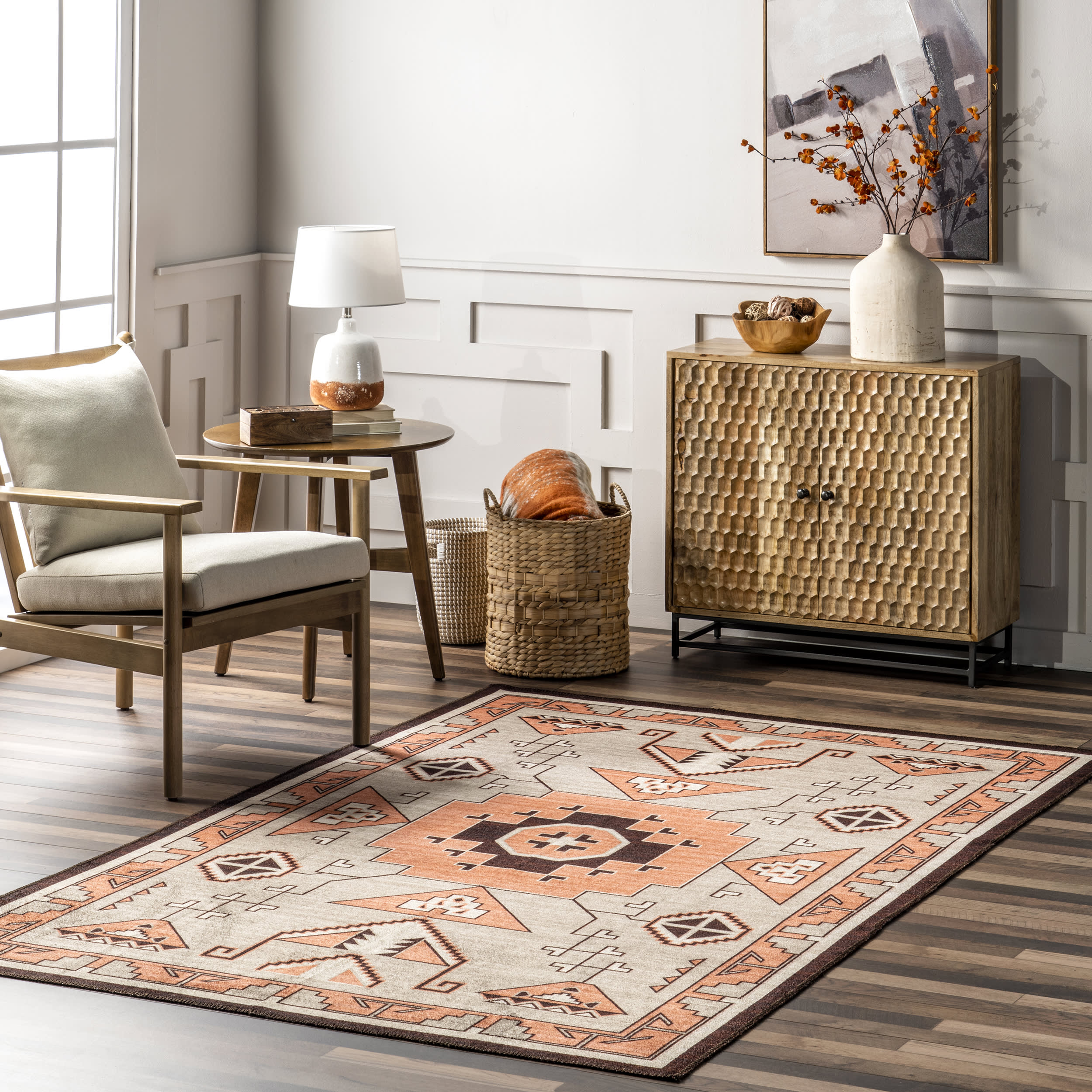 Santina Washable Colorful Rug | Grey - Image 2