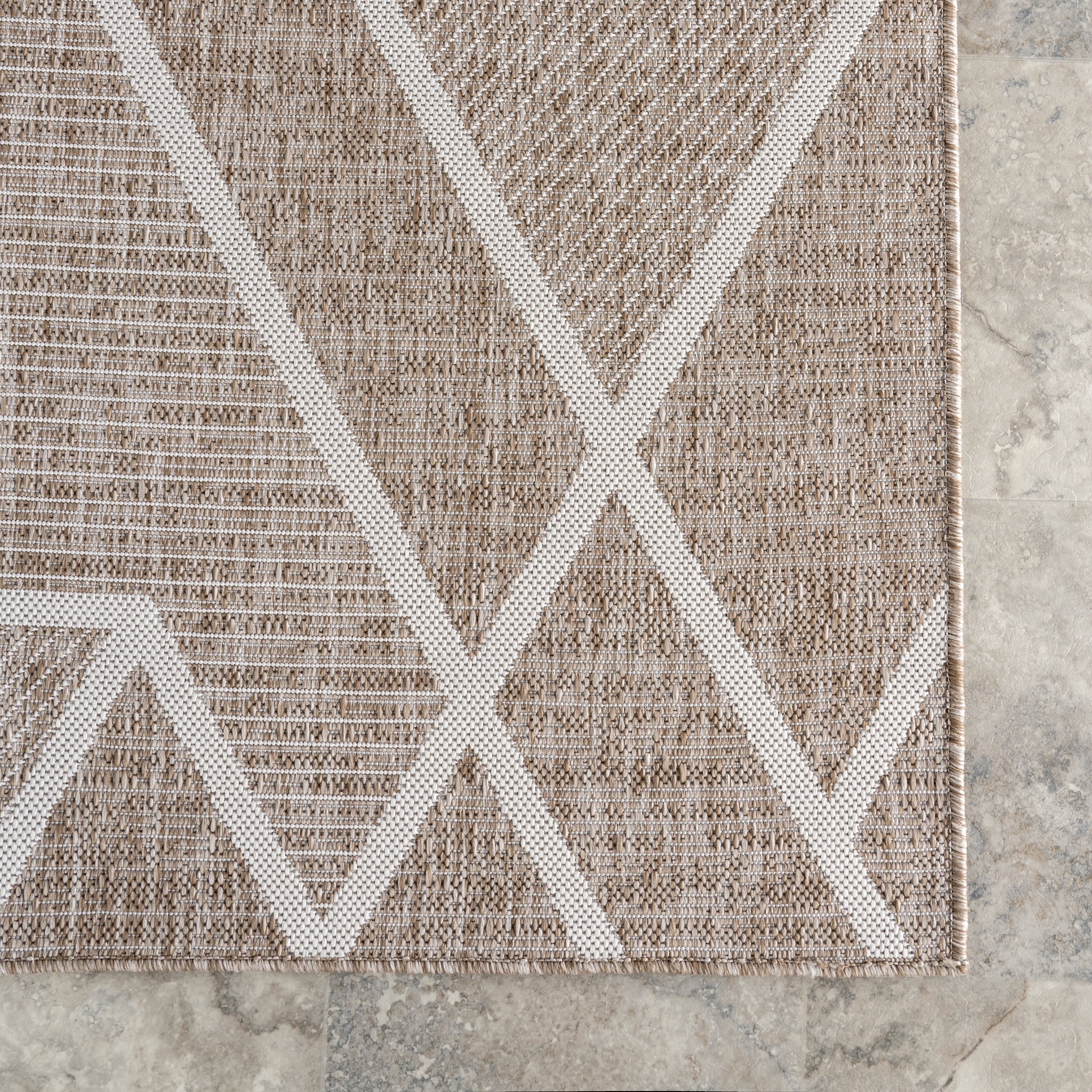 Sarai Geometric Shapes Indoor/Outdoor Rug | Beige - Image 4