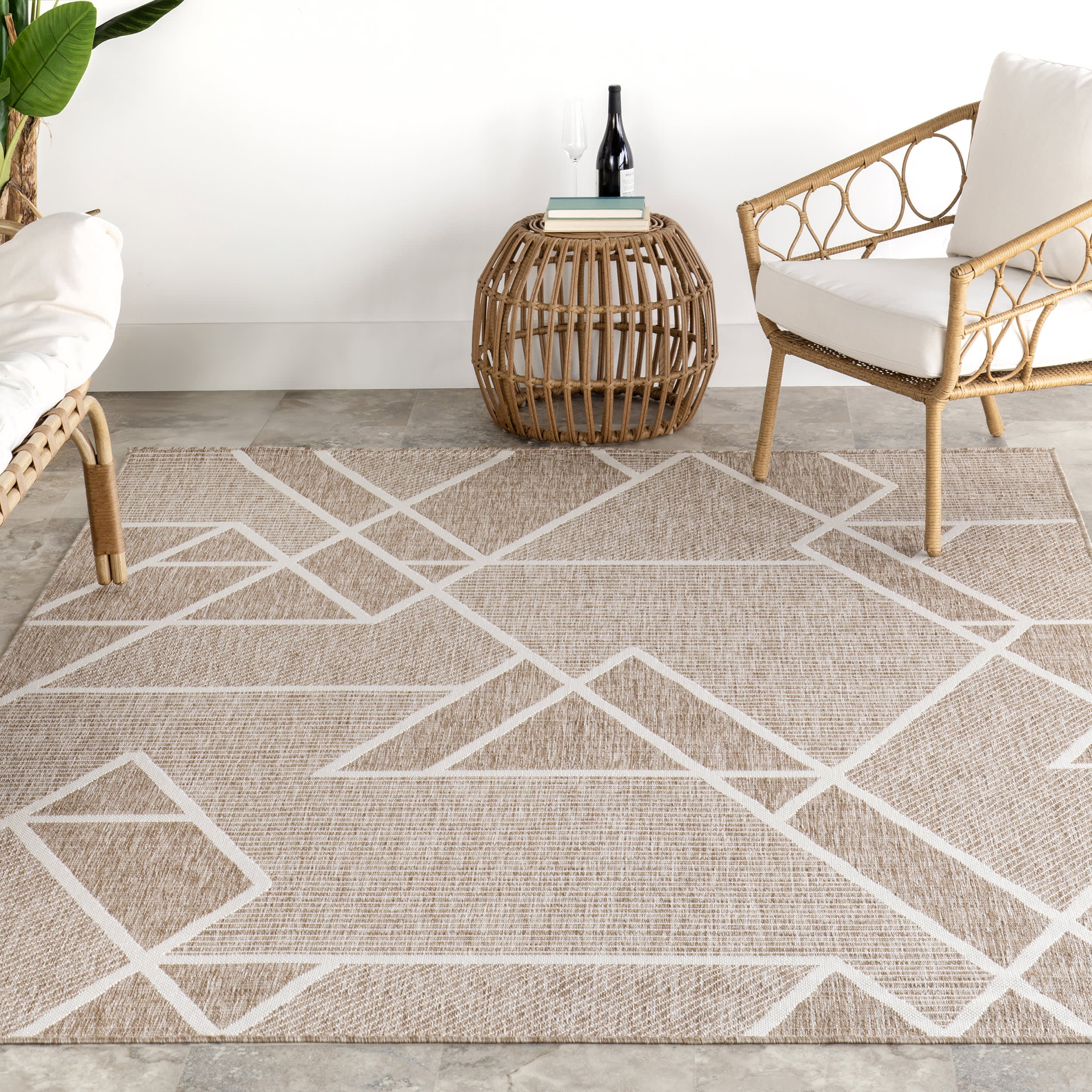 Sarai Geometric Shapes Indoor/Outdoor Rug | Beige - Image 5